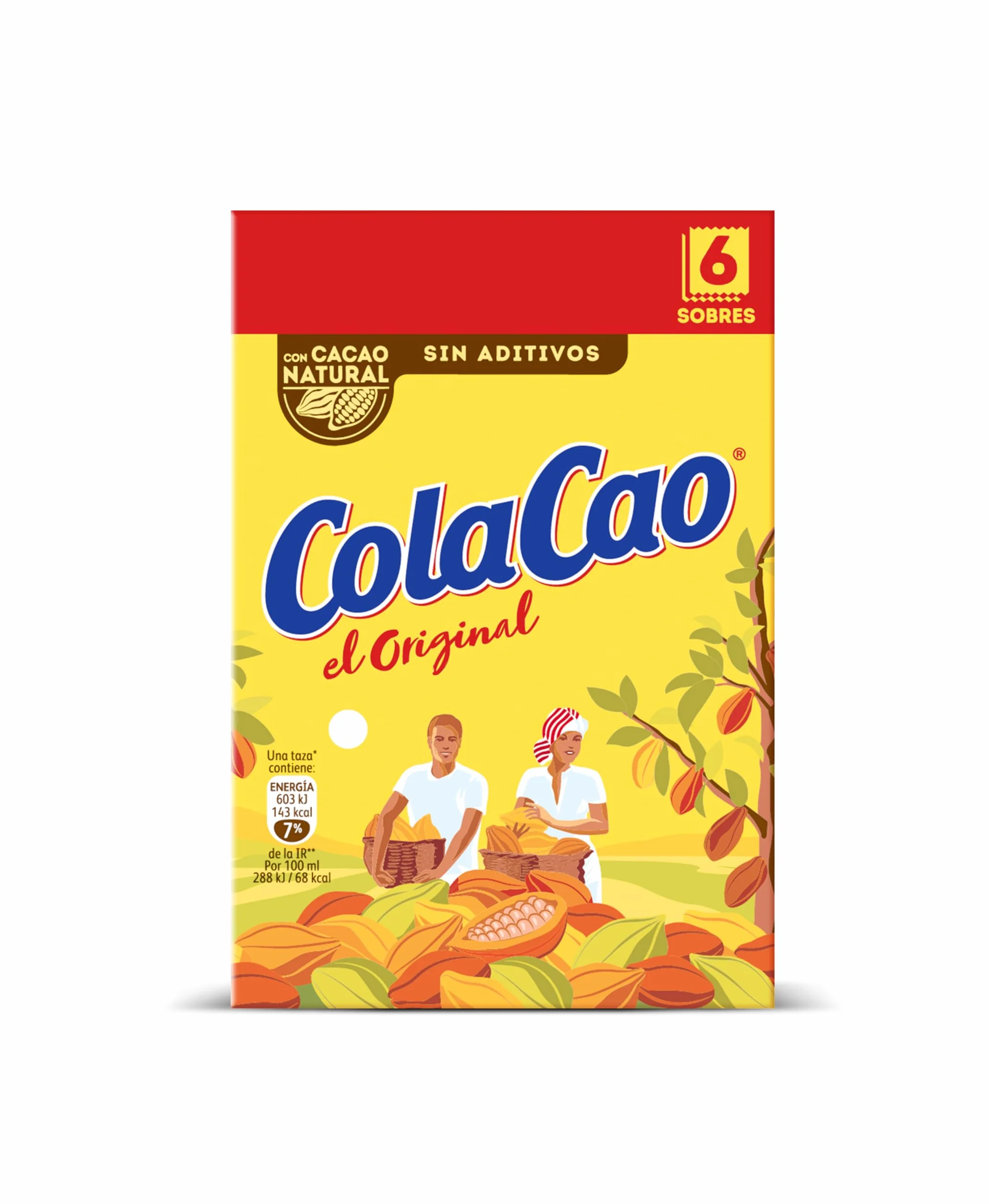 ColaCao Original Cacao Soluble Natural sin Aditivos 6 Sobres 96g