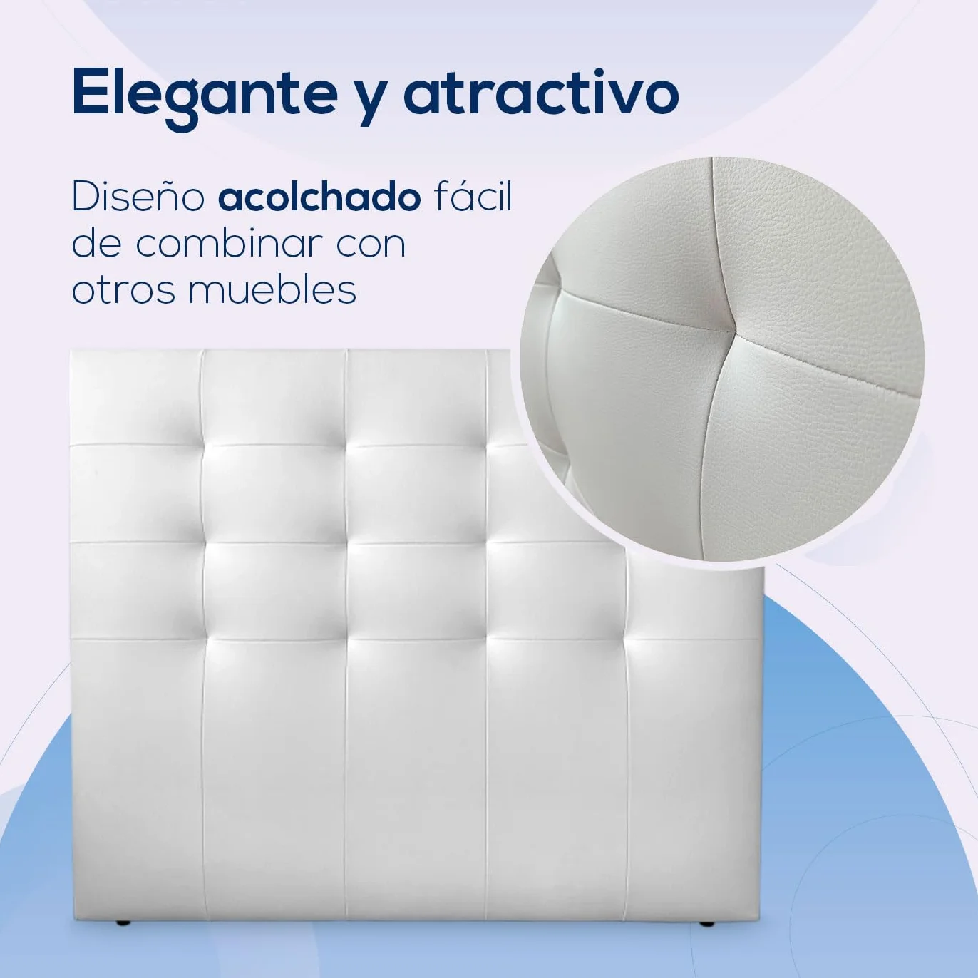 Cabecero Modelo París Acolchado Tapizado en Polipiel 160 x 120 cm Blanco
