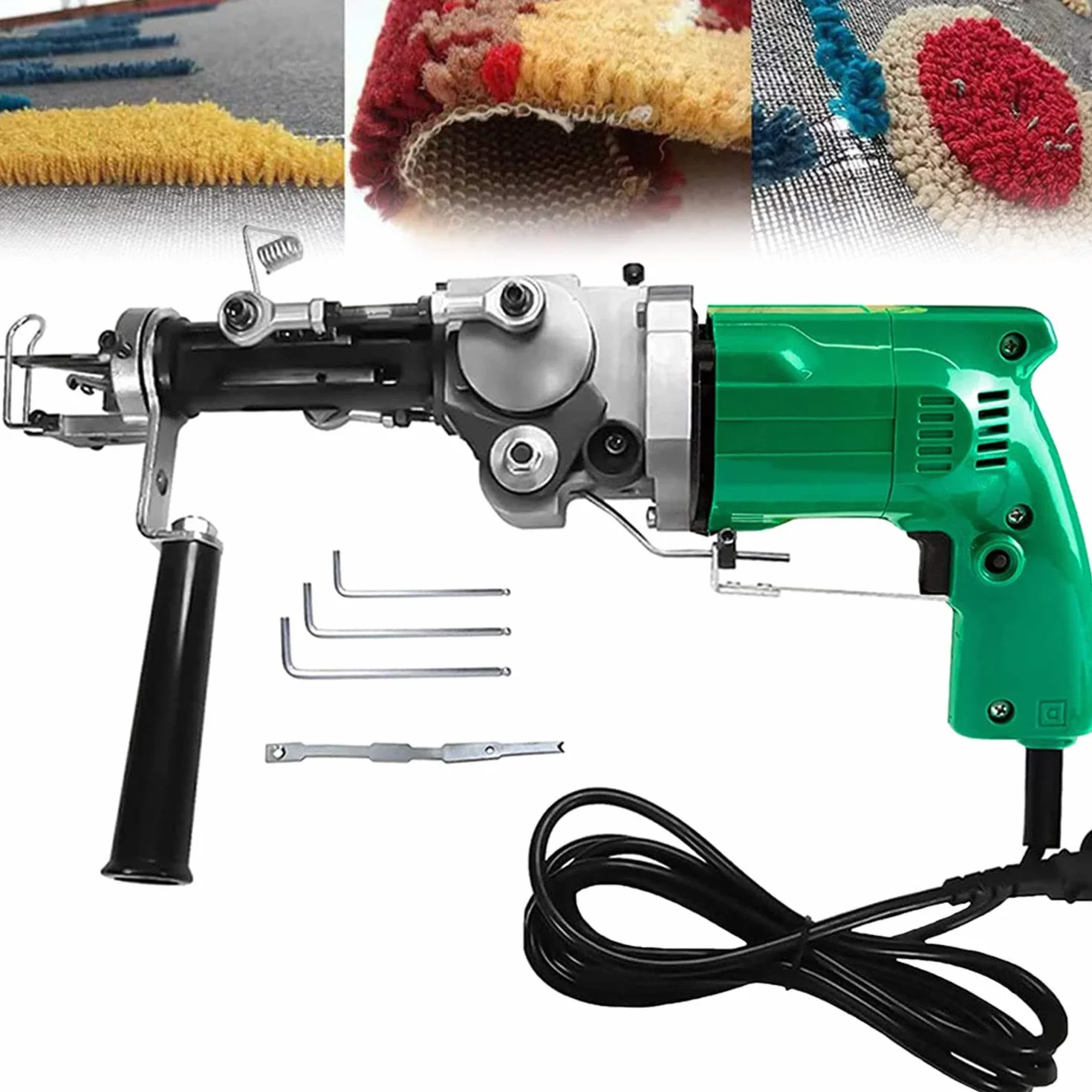 Pistola eléctrica para tufting de alfombras, Telar de alfombras, máquina de Flocado, máquina de Bordar Industrial, máquina de Tejer 2 en 1 de Pelo Cortado y Pelo en Bucle