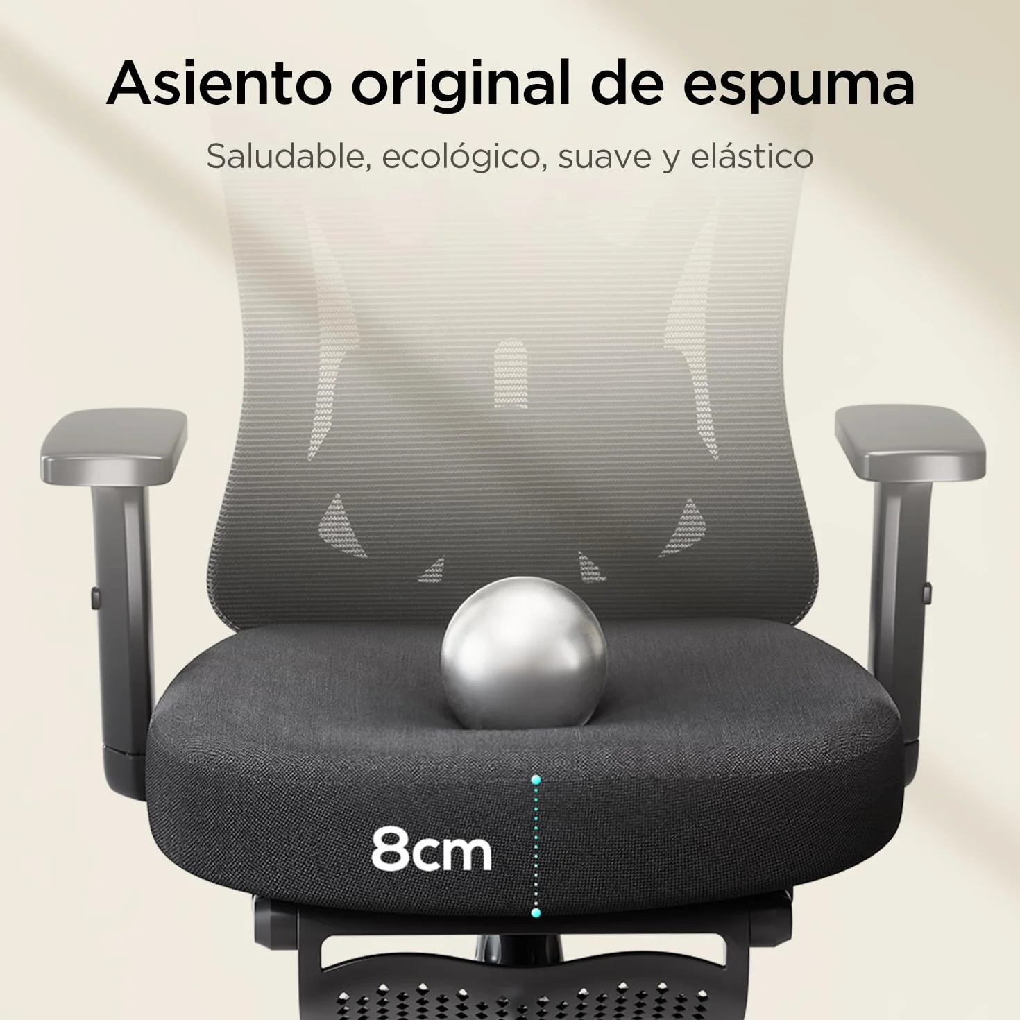 Hbada P5 Silla de Oficina ergonómica con Soporte Lumbar Ajustable, cojín elástico Transpirable, reposabrazos Ajustables y reposacabezas, Reposapiés Integrado, Negro (Aluminium, Negro)