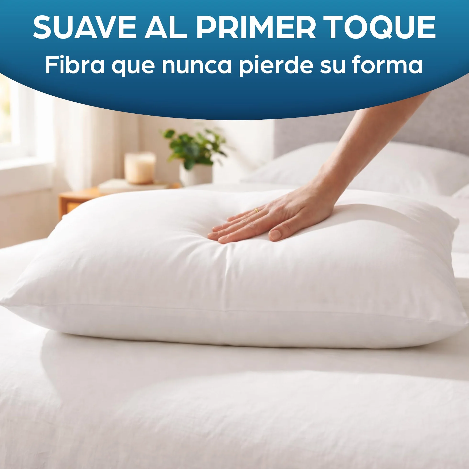 Flowen Almohada 40x60 cm Fibra Siliconada Hipoalergénica Oeko-Tex® Antialérgica Indeformable Pack 2
