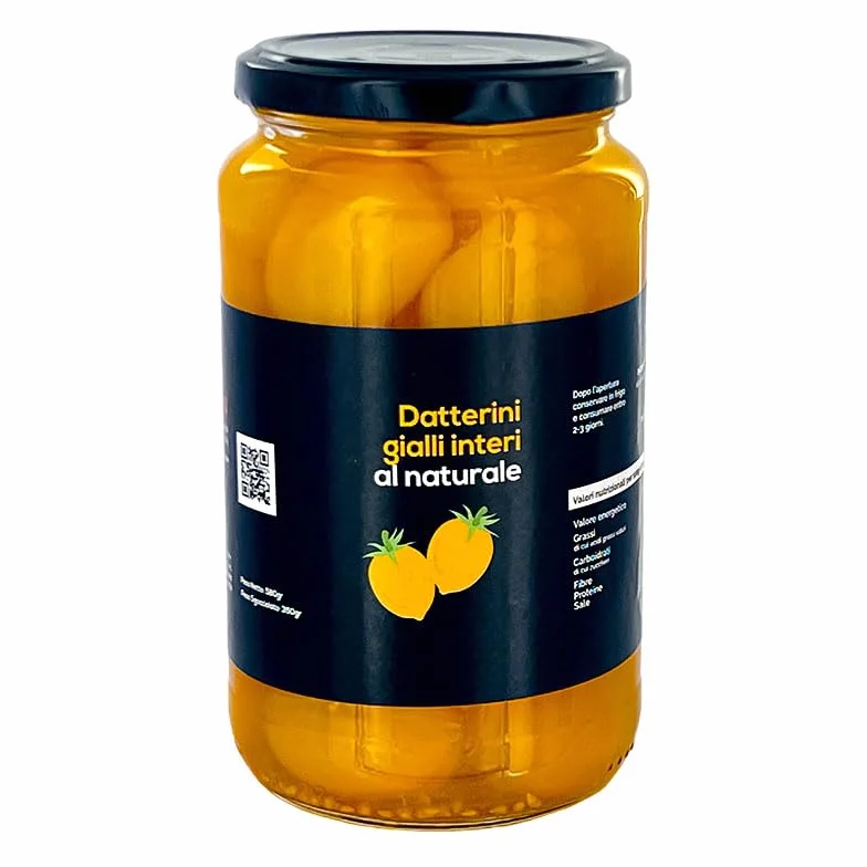 Tomates cherry Datterini Amarillos Enteros Al Natural 580 gramos