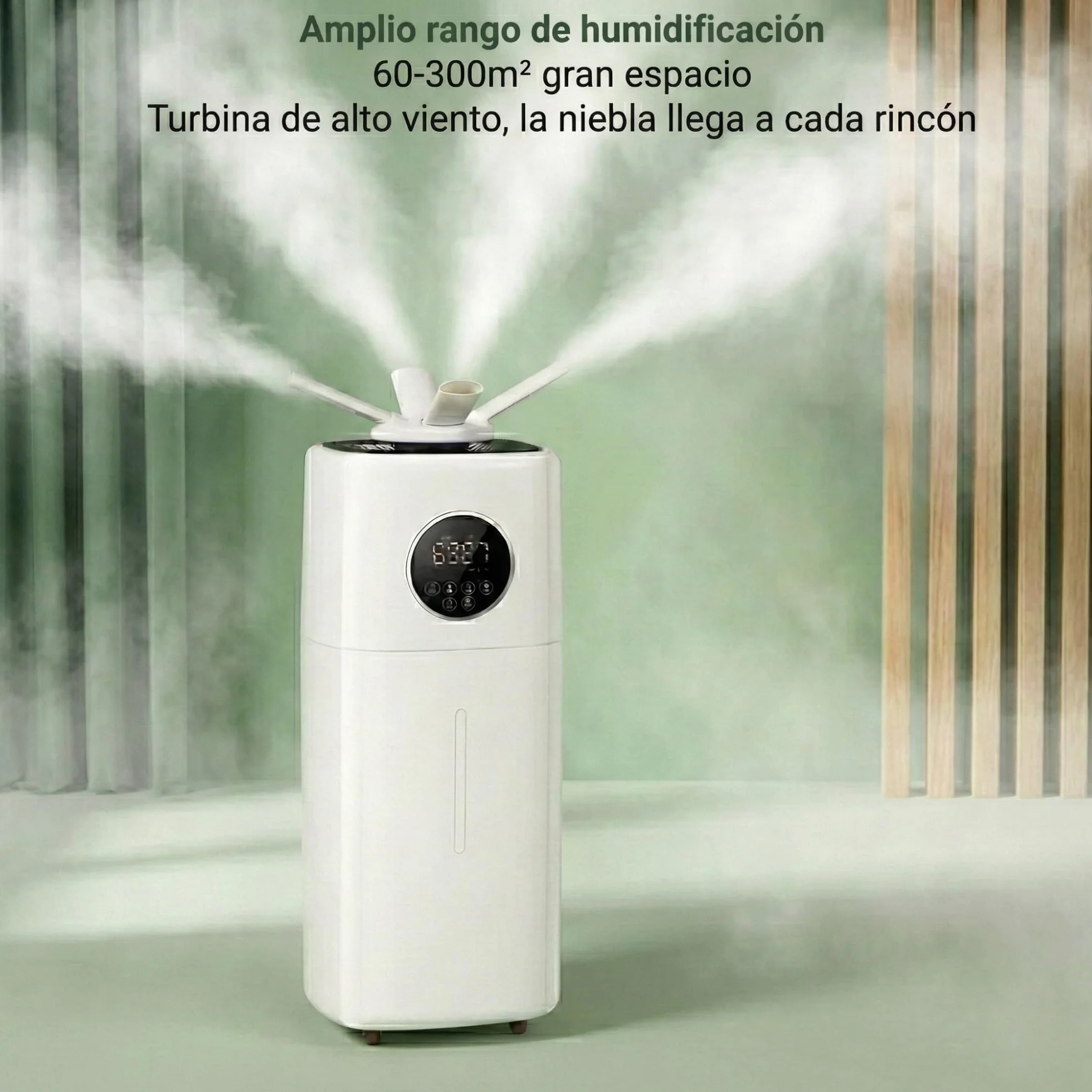 LUMS Humidificador industrial 21L 1000 ft² ultrasónico niebla fría doble boquilla 360° control de humedad