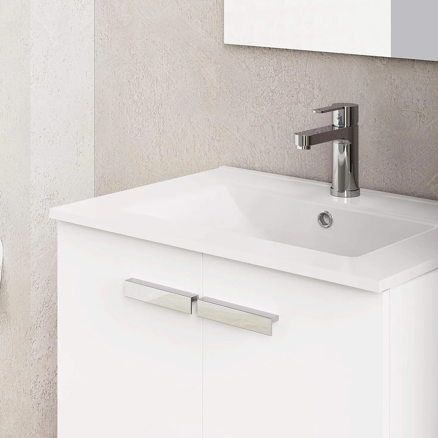 Baikal Mueble de Baño Neo, Dos Puertas, Mueble con Patas. Varios Acabados y Medidas. Melamina 16mm. Mueble MONTADO. 2 Puertas con Espejo 60 cm Blanco Mate