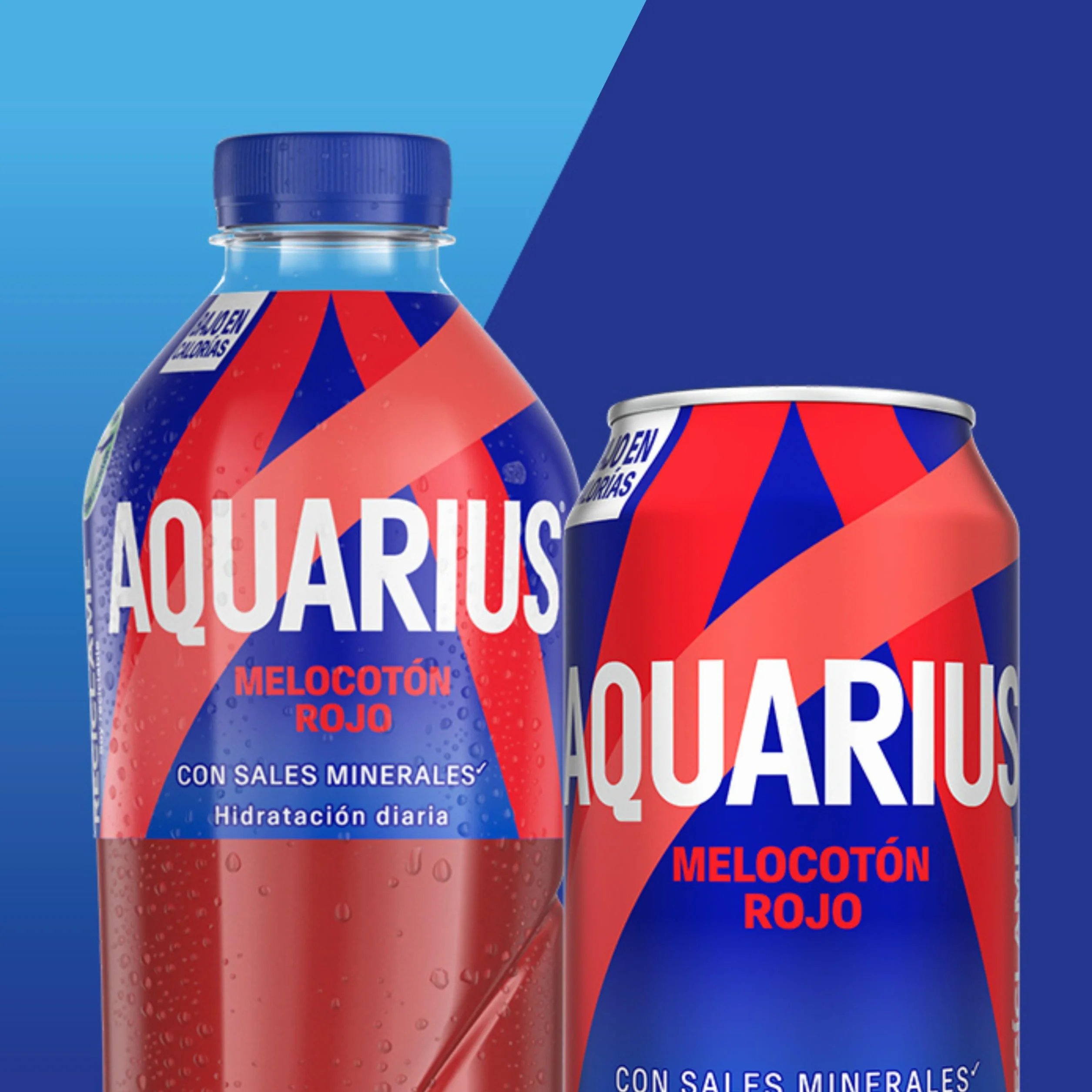 AQUARIUS Melocotón Rojo Bebida Hidratante con Sales Minerales Baja en Calorías Pack 24 Latas 330ml