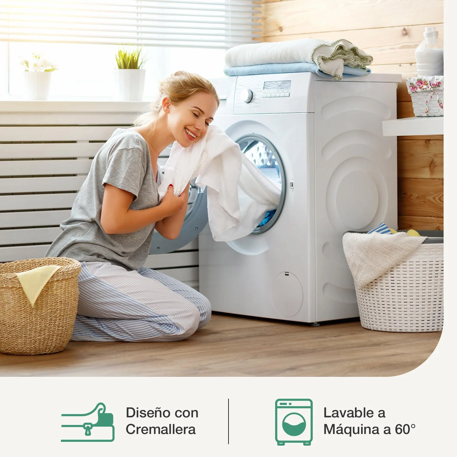 Novilla Topper Viscoelástico 150x190 7,5 cm Sobrecolchón Espuma Memoria Gel Cubrecolchón Funda Transpirable Lavable Blanco
