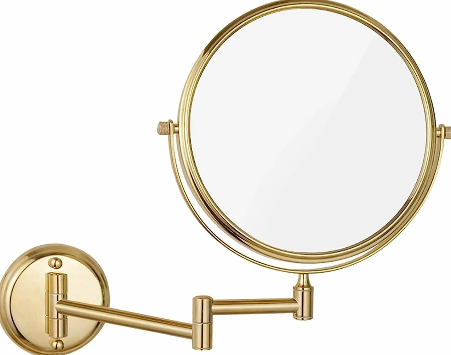 NAKEAH Espejo de Maquillaje montado en la Pared, Espejo de Aumento de 8 Pulgadas, Espejo de tocador cosmético Giratorio de 360 ​​° Plegable for baño (Color : Gold, Size : 7X)
