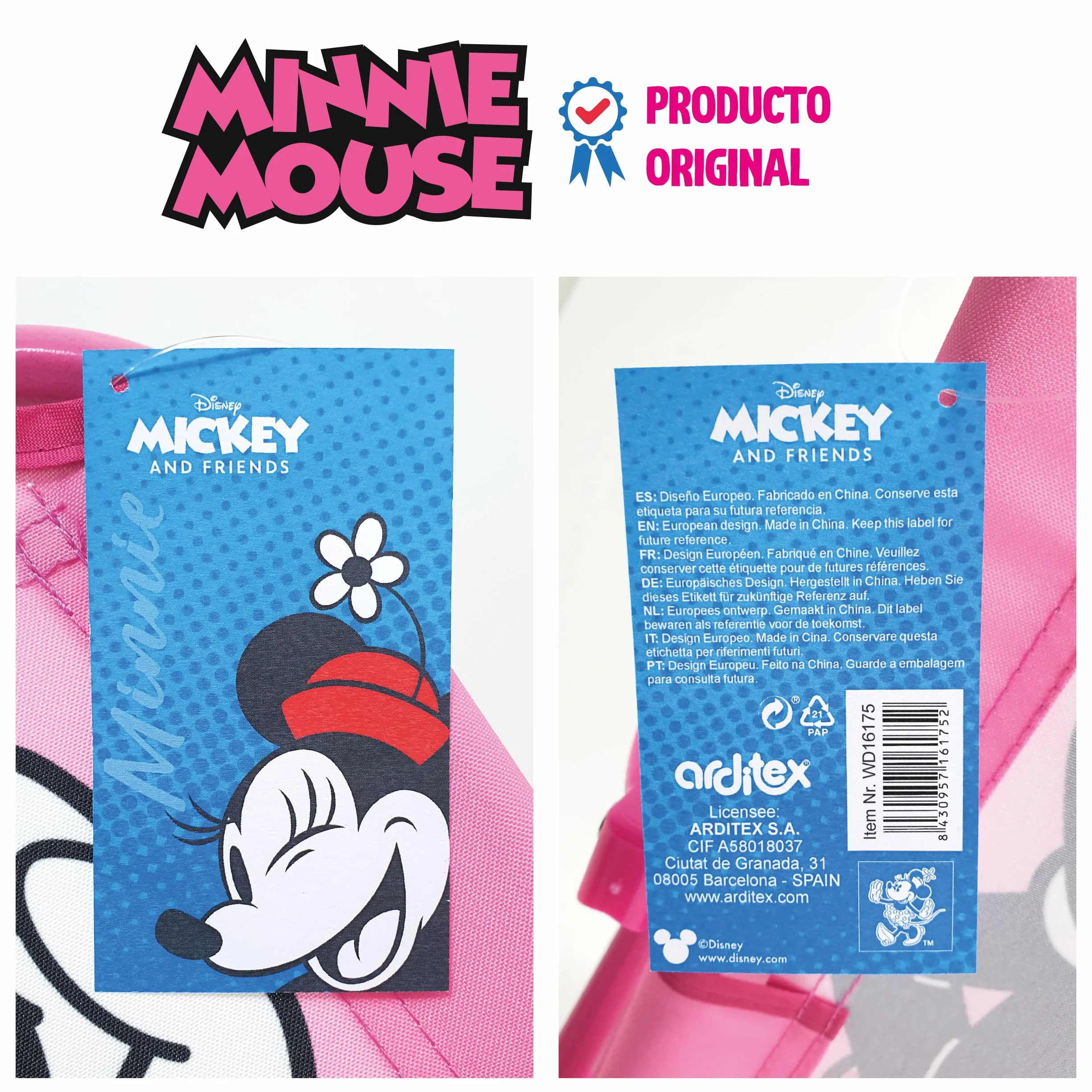ARDITEX Silla Plegable Infantil Minnie Mouse Disney. Silla Exterior para Playa, Jardín y Terraza. Estructura Metálica, Apoyabrazos de Plástico y Asiento Lona 38 x 32 x 53 cm Rosa, WD16175