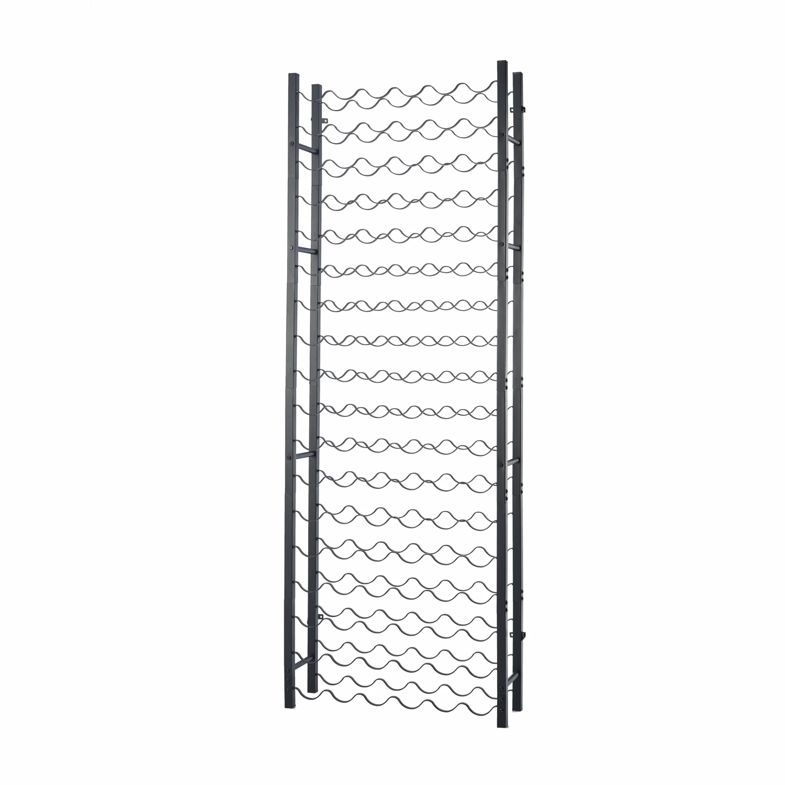 Botellero - Vinoteca - Portabotellas de Vino - Almacenamiento de vinos con sacacorchos Recubrimiento de Polvo Negro Metal Acero Boteleros Estilo (65x20x180cm (108 Botellas))