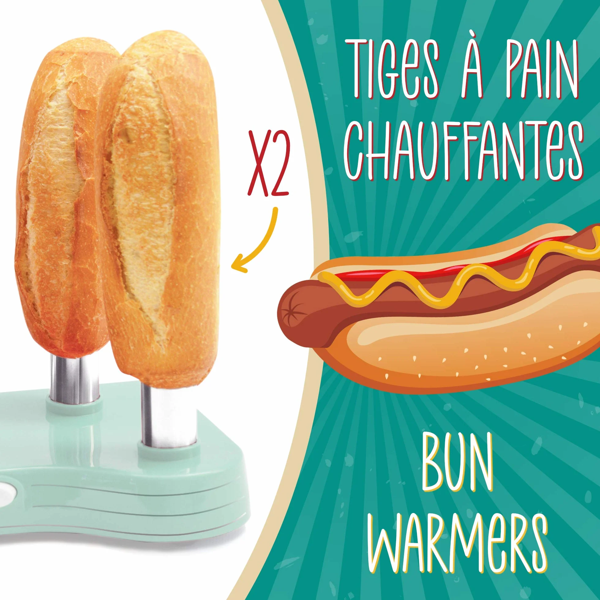ScrapCooking - Máquina para Perritos Calientes - Máquina para Hacer Auténticos Hot Dogs U.S. - Capacidad para 12 Salchichas y 2 Panes - Estilo Retro Vintage para Fiestas, Barbacoas - Verde - 0601