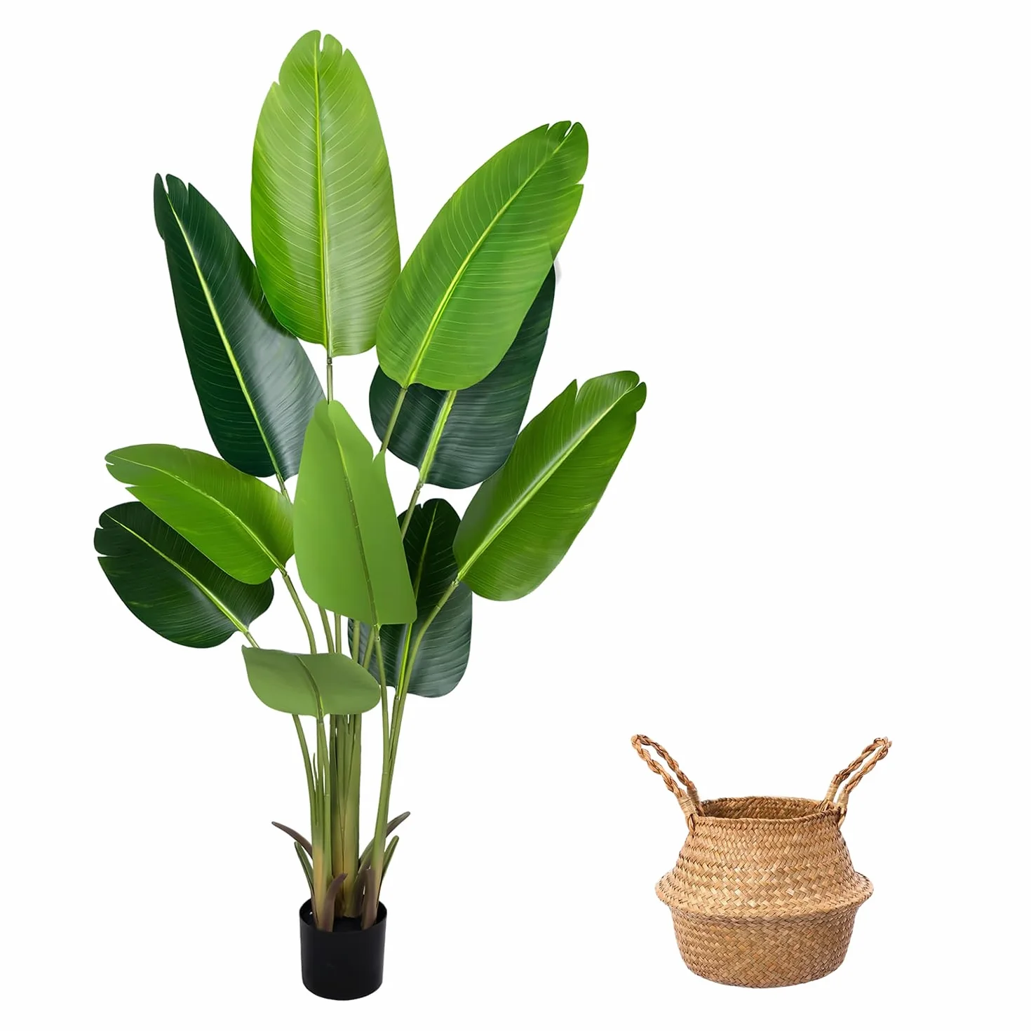 Planta Artificial Ave del Paraíso 160 cm, Palmera Tropical Artificial con 10 Hojas, Plantas Artificiales en Maceta para Decoración Interior Exterior, Sala de Estar, Oficina, Jardín, Regalo