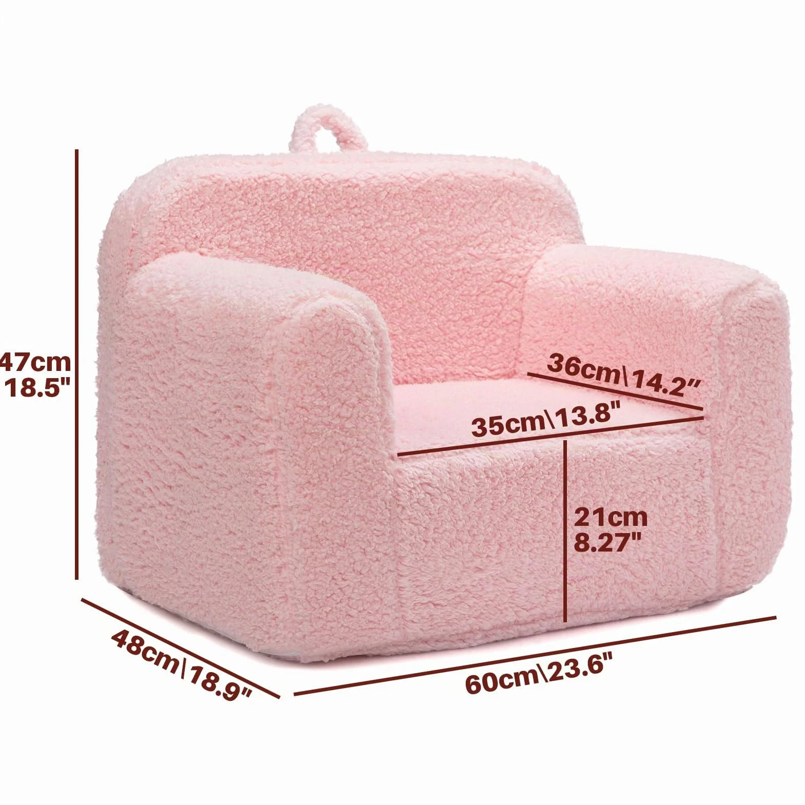BEJOY Sillón para niños,Sofá Infantil Ultra Suave de Espuma Acolchada,Sillón Infantil Cómodo de Sherpa para Leer,Individual para Niños y Niñas, Rosa