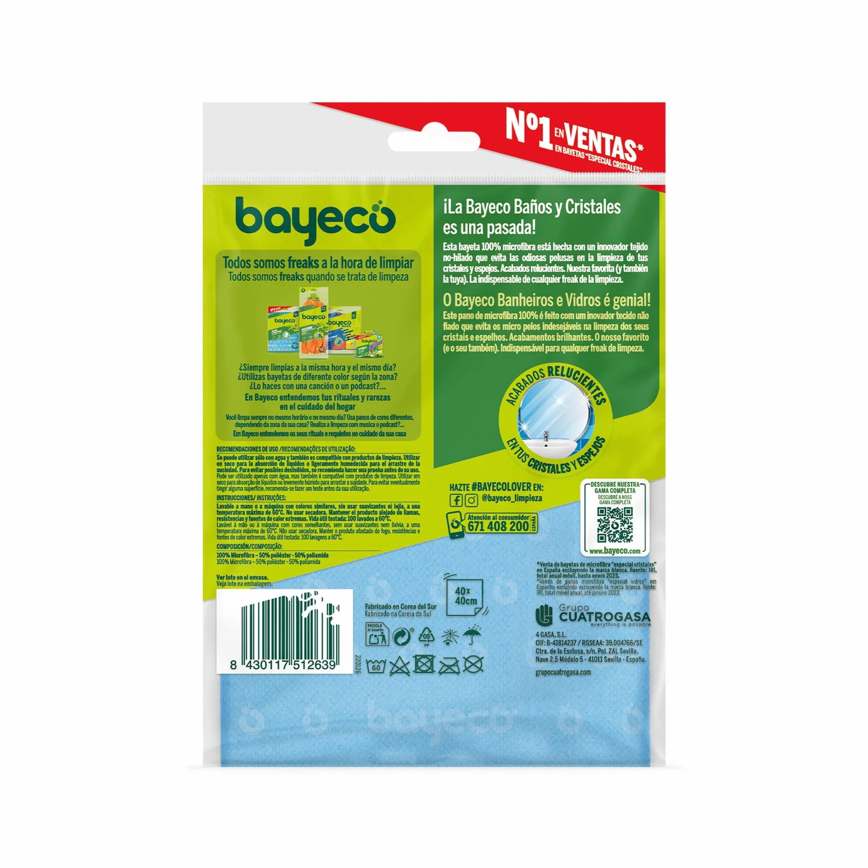 Bayeco Bayeta microfibra cristales y baños 1 unidad