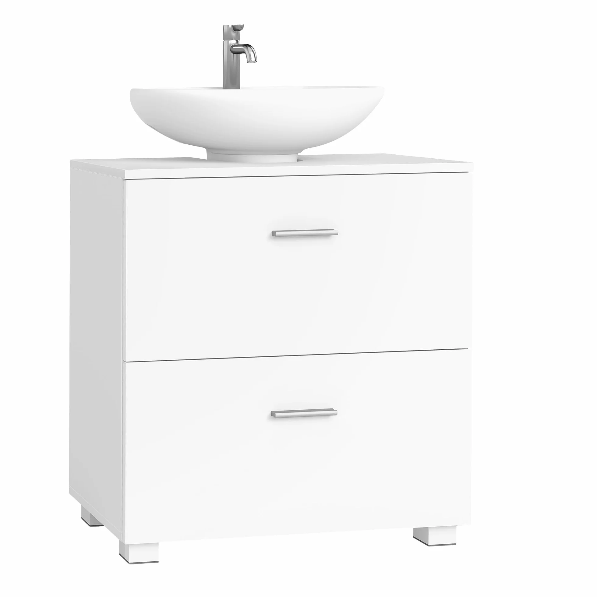 VASAGLE Custos Collection Mueble Bajo Lavabo Móvil 2 Cajones 30 x 60 x 63,8 cm Blanco Nube