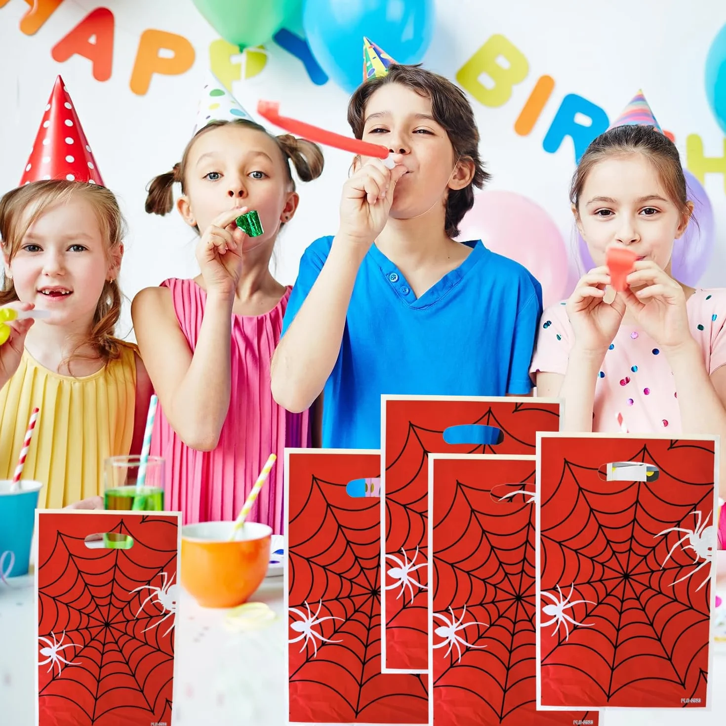 30 Piezas Bolsas de Regalo Cumpleaños, Red Spid Bolsas de Regalo para Fiestas or Plástico Bolsitas Caramelos de Niños para Regalos fiestas de cumpleaños, Navidad, Bolsas galletas