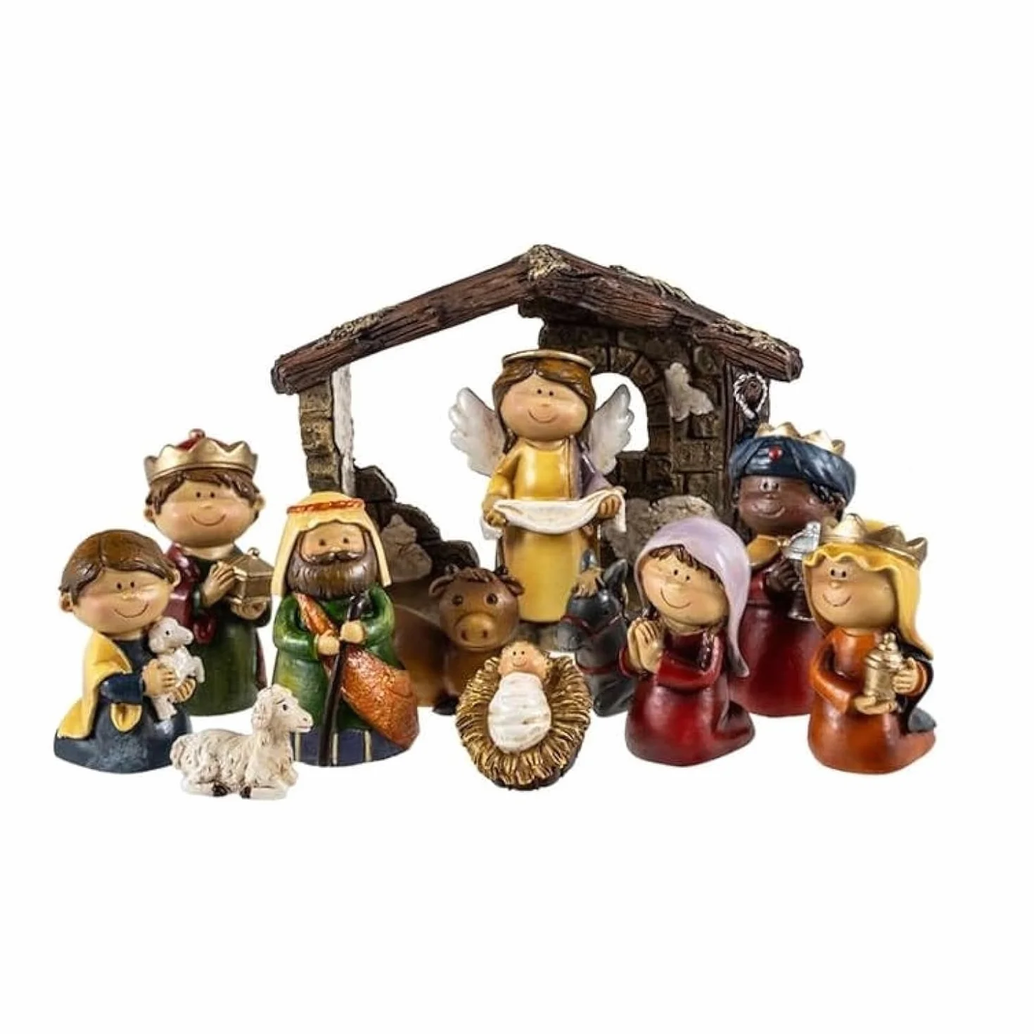 Nacimiento Belen 11 Piezas Resina con Portal 7 cm Alto