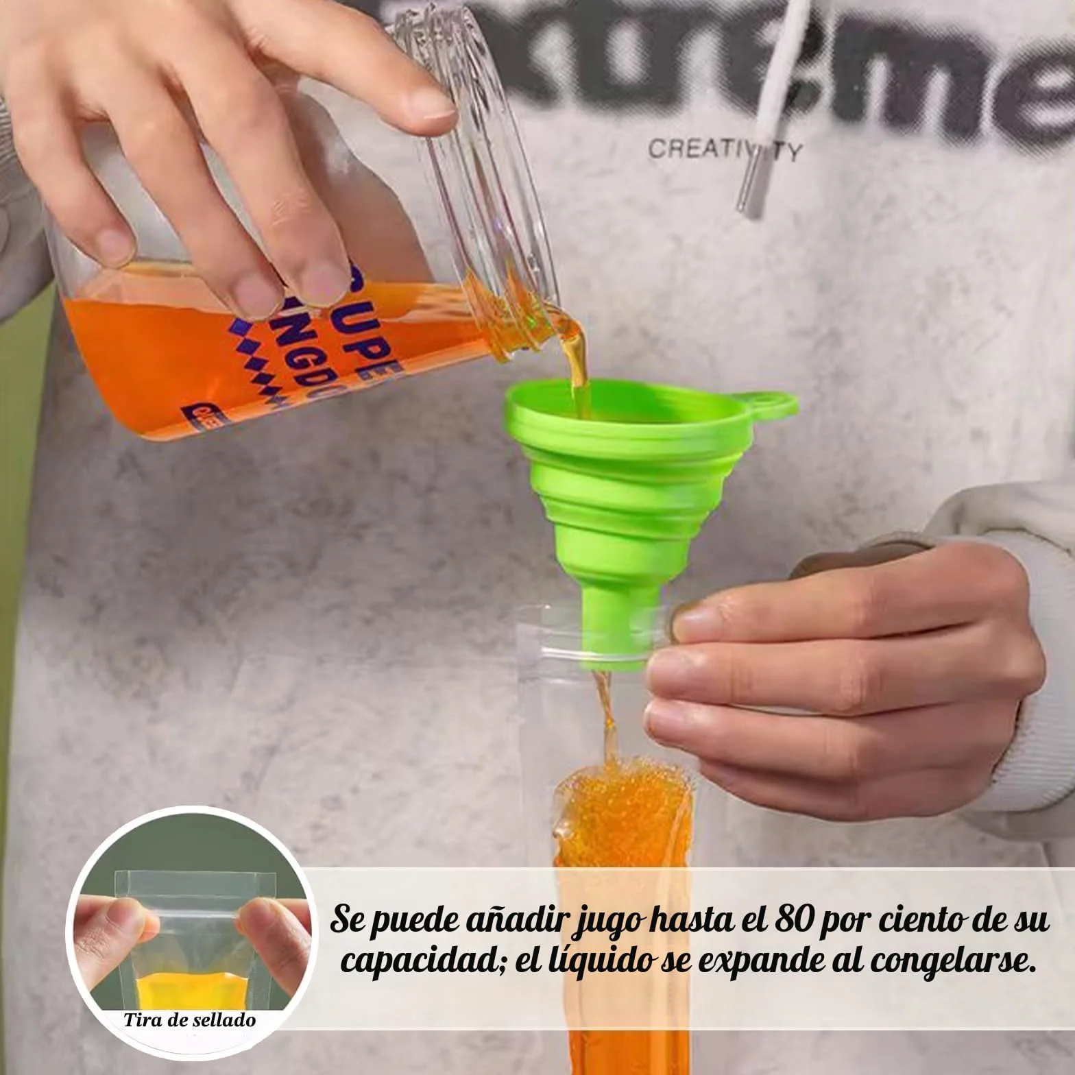 Bolsas para helados largos con embudo para moldes de hielo