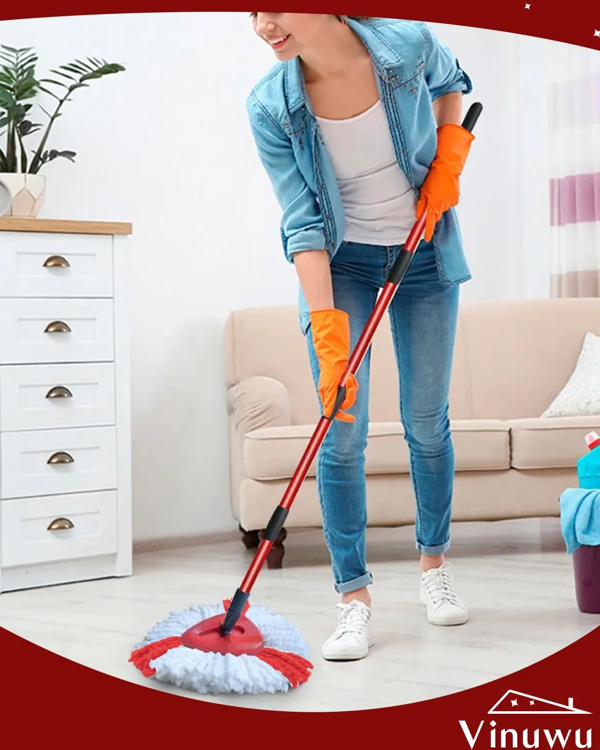 Vileda Turbo Recambio Mopas Microfibra Paquete de 5 Cabezales de Fregona Lavable