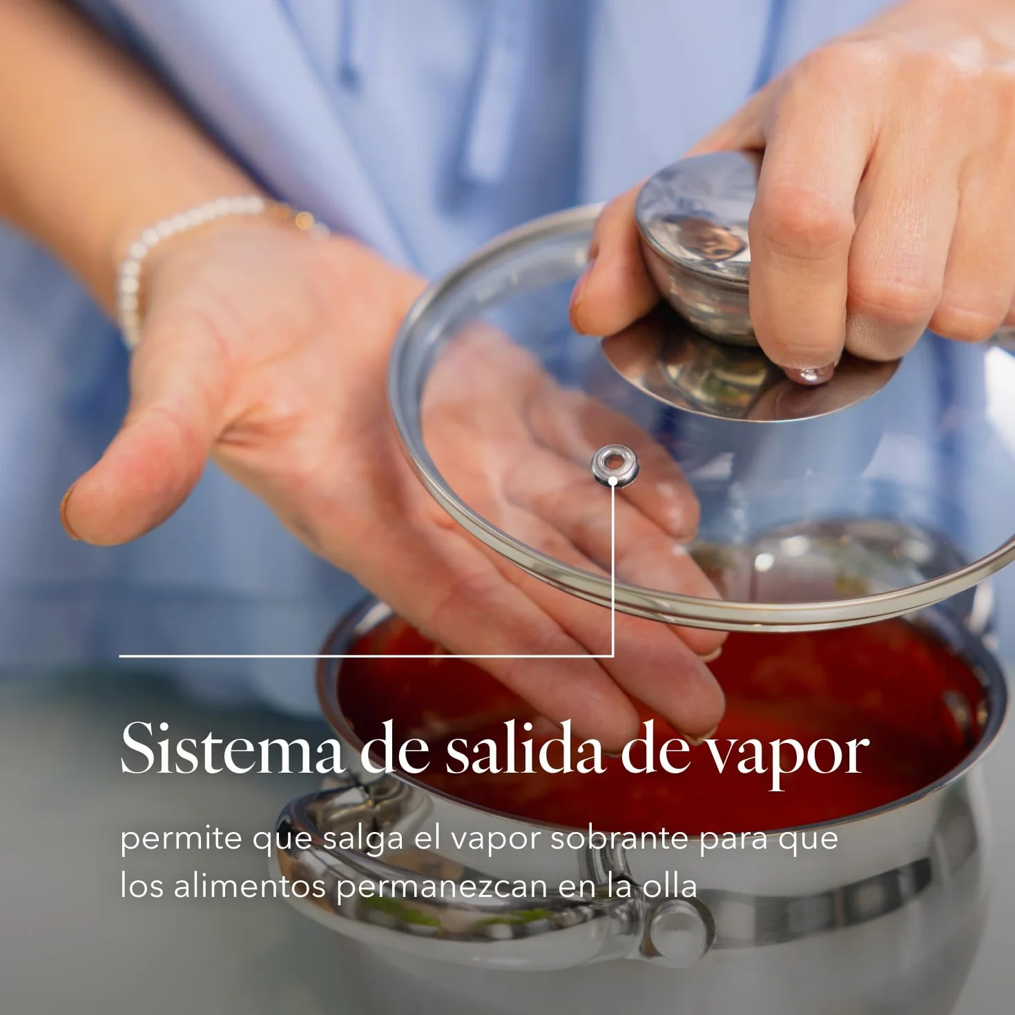 FLORINA Cacerola de Acero Inoxidable 3.4 L 20 cm con Tapa de Cristal OLIVER para Inducción