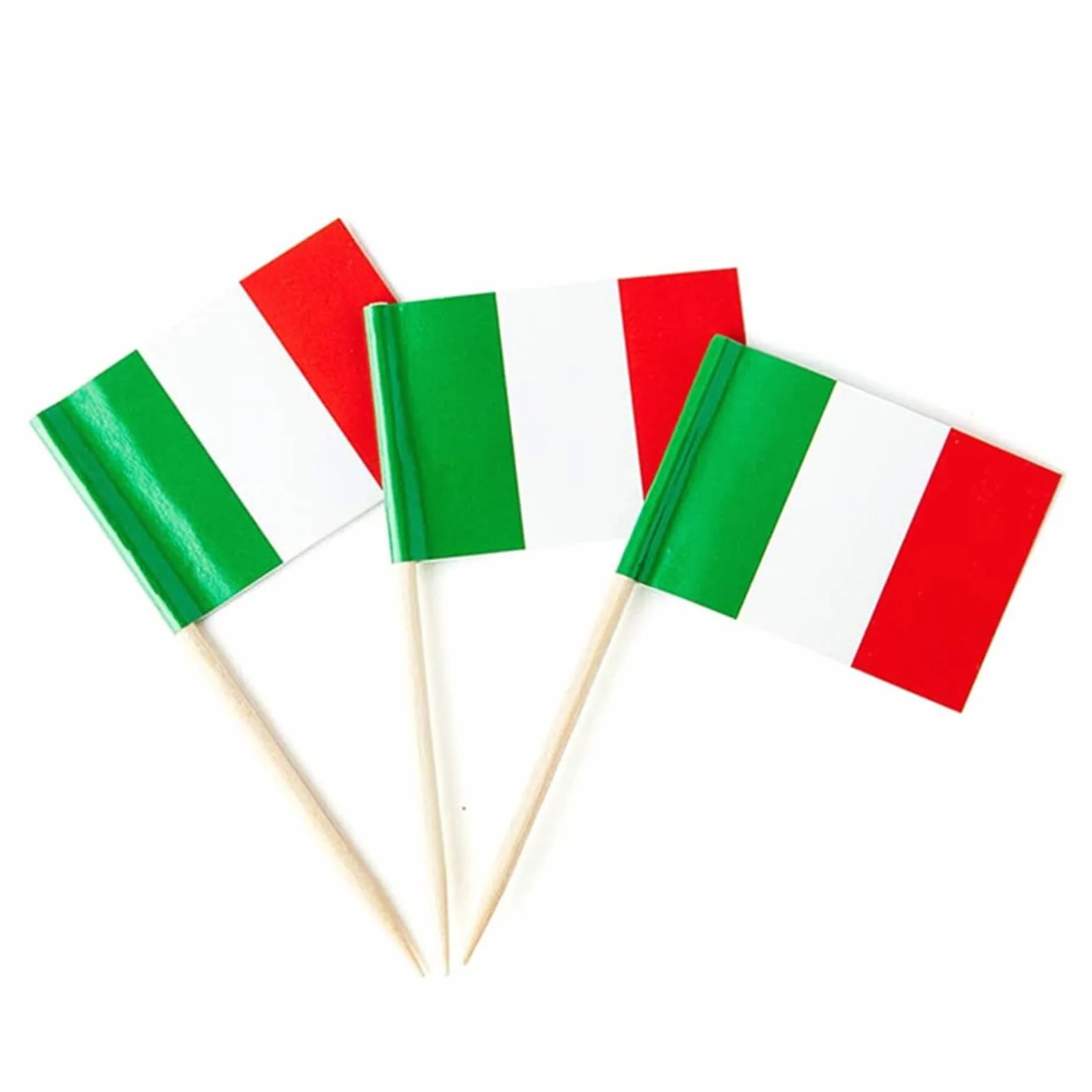 Palillos de dientes de Italia, 100 palillos decorativos, palillos para frutas, Día Nacional, bar, boda, Navidad, San Valentín, comida bebida, decoración para la comida