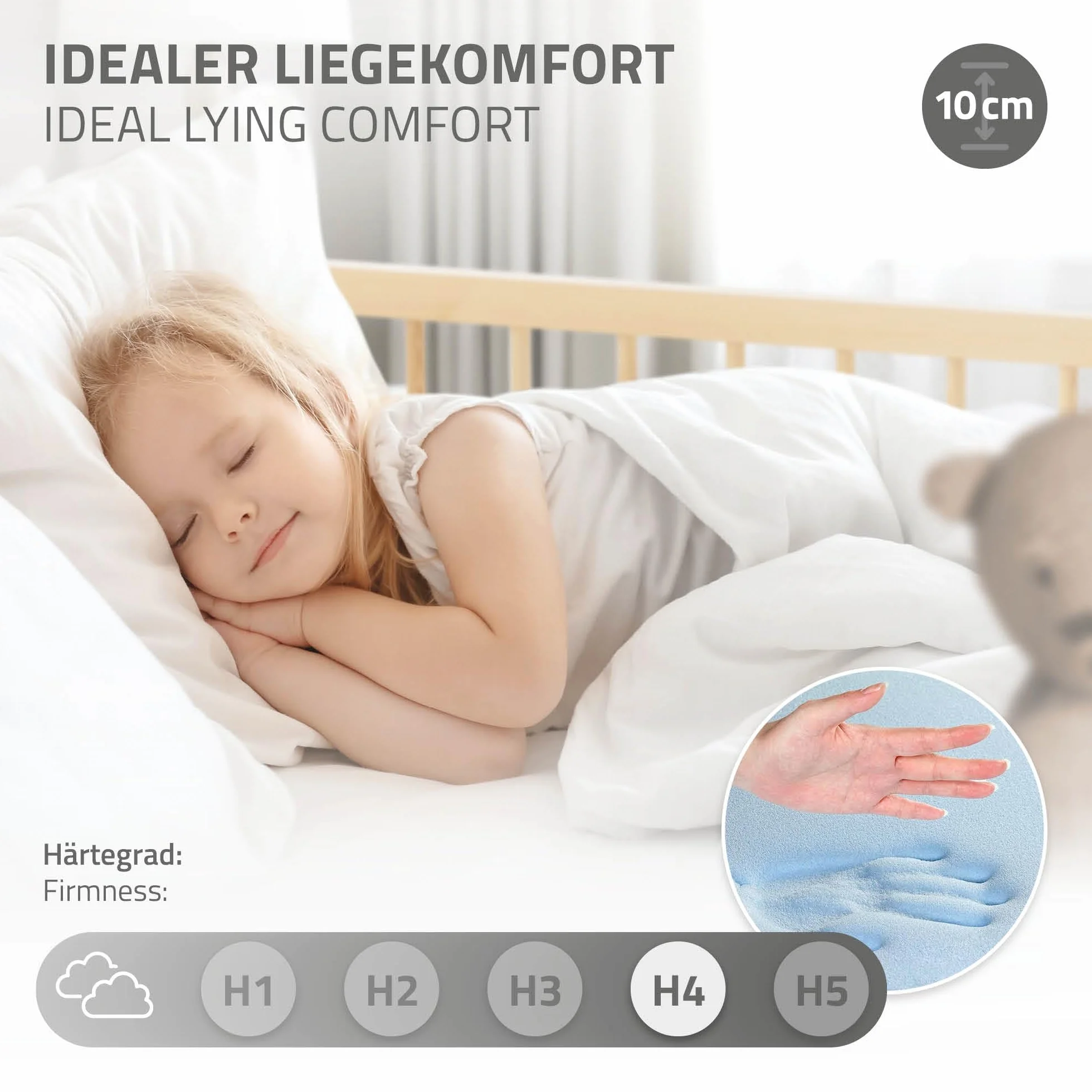 ML-Design Cama Infantil Natural con Colchón De Espuma Fría 70x140cm Madera de Pino Maciza con Somier de Láminas y Protección Anticaída Estructura Robusta Mueble de Dormitorio para Niños/Bebés