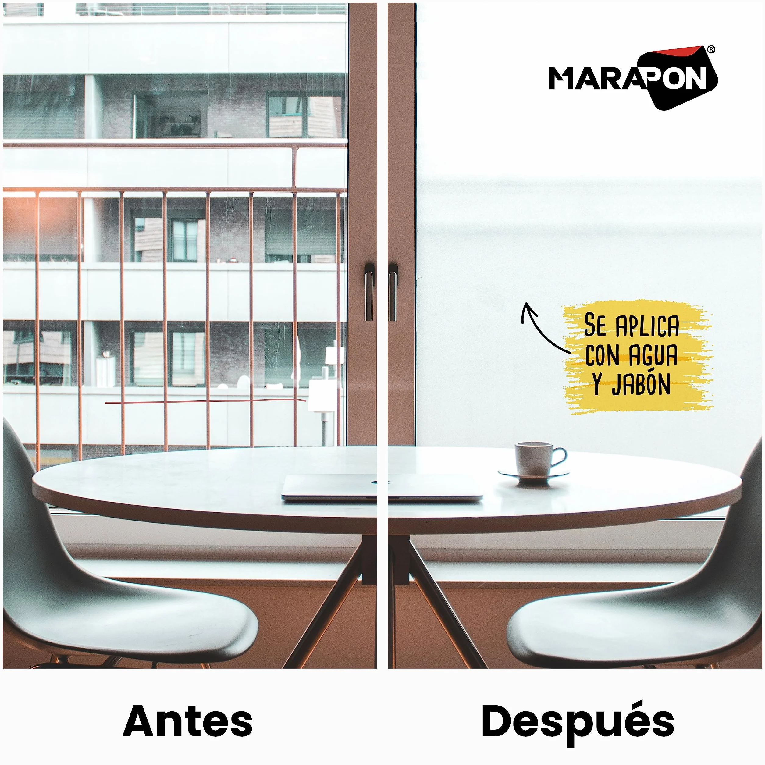 MARAPON Vinilo Opaco para Ventanas 0,90x2 m Adhesión Estática Sin Pegamento Protección UV