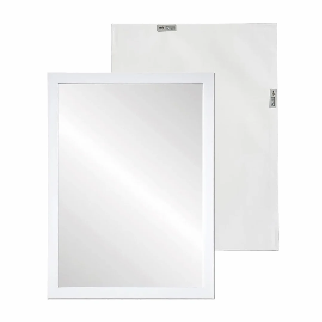 LOLAhome - Espejo de Pared Rectangular con Marco Blanco de plástico para recibidor. Diseño Funcional y Duradero Que aporta Estilo y Visibilidad a Cualquier habitación. Medidas 76x56 cm.