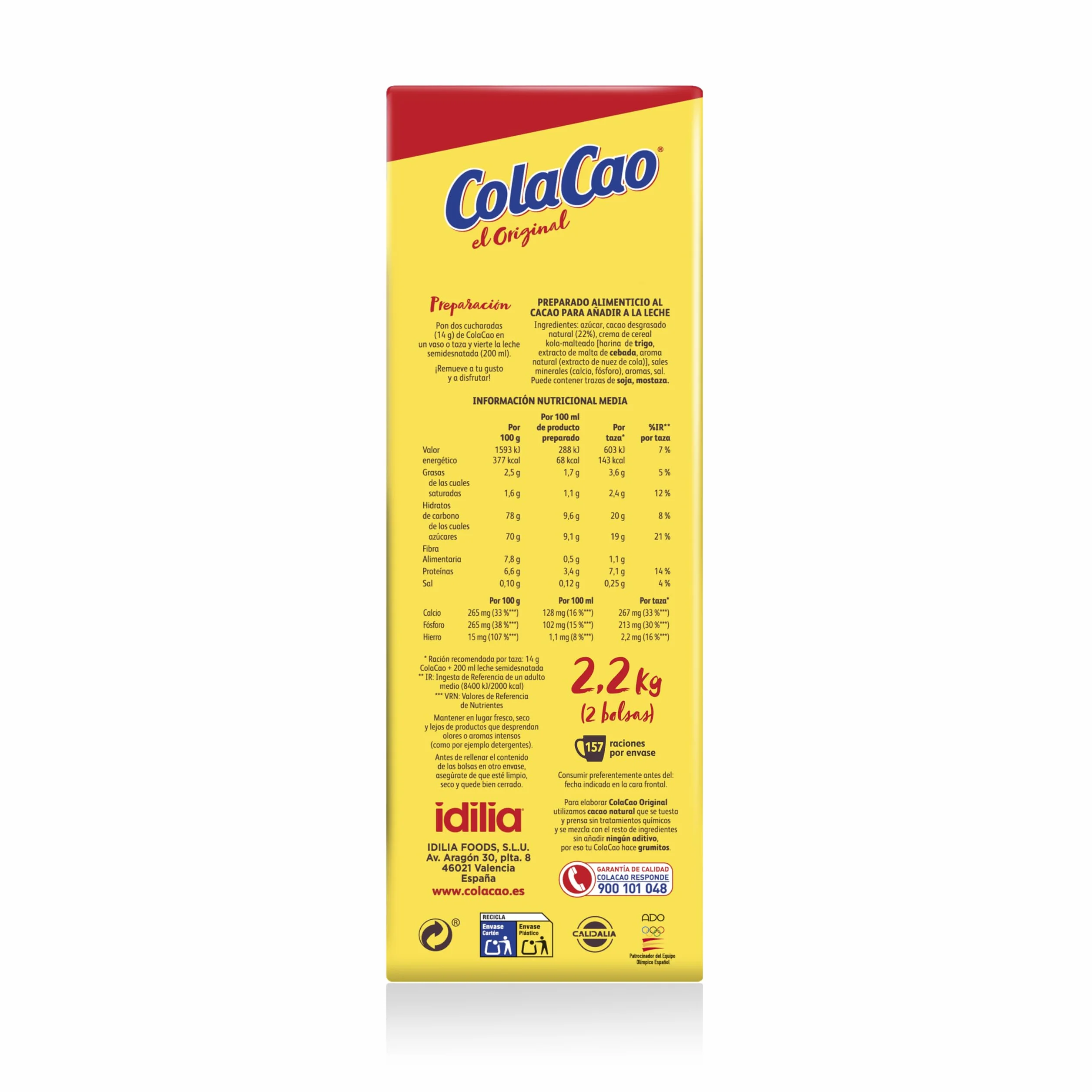 ColaCao Original Cacao Soluble Natural sin Aditivos 2,2kg