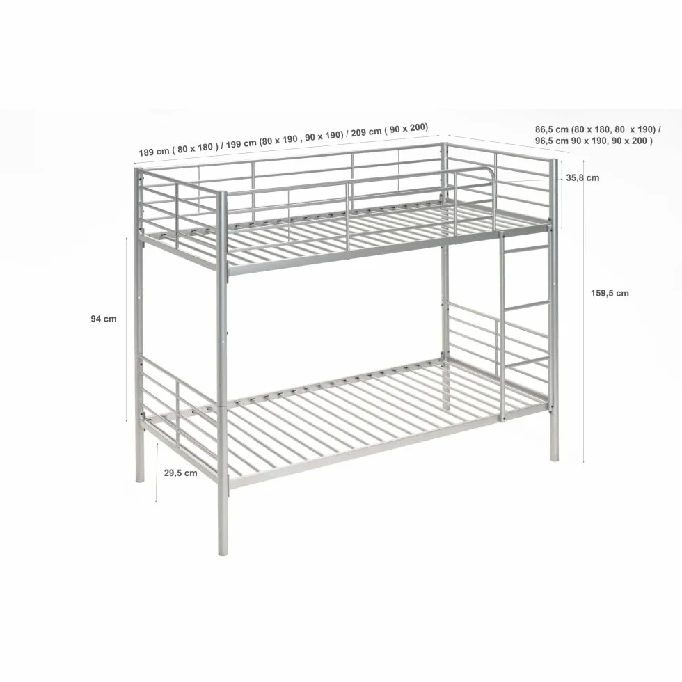 Befara Litera Divisible Twins – Convertible en 2 Camas, Estructura Acero epoxy, protección Anti-caídas - Blanco - 80 x 180