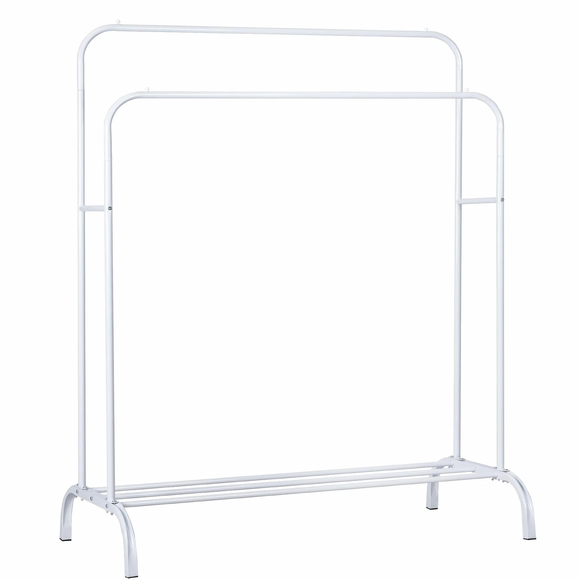 Perchero burro doble de metal con barras para colgar ropa y base inferior para zapatos o cajas | Estructura resistente, diseño compacto y moderno | Ideal para dormitorio, vestidor o lavandería