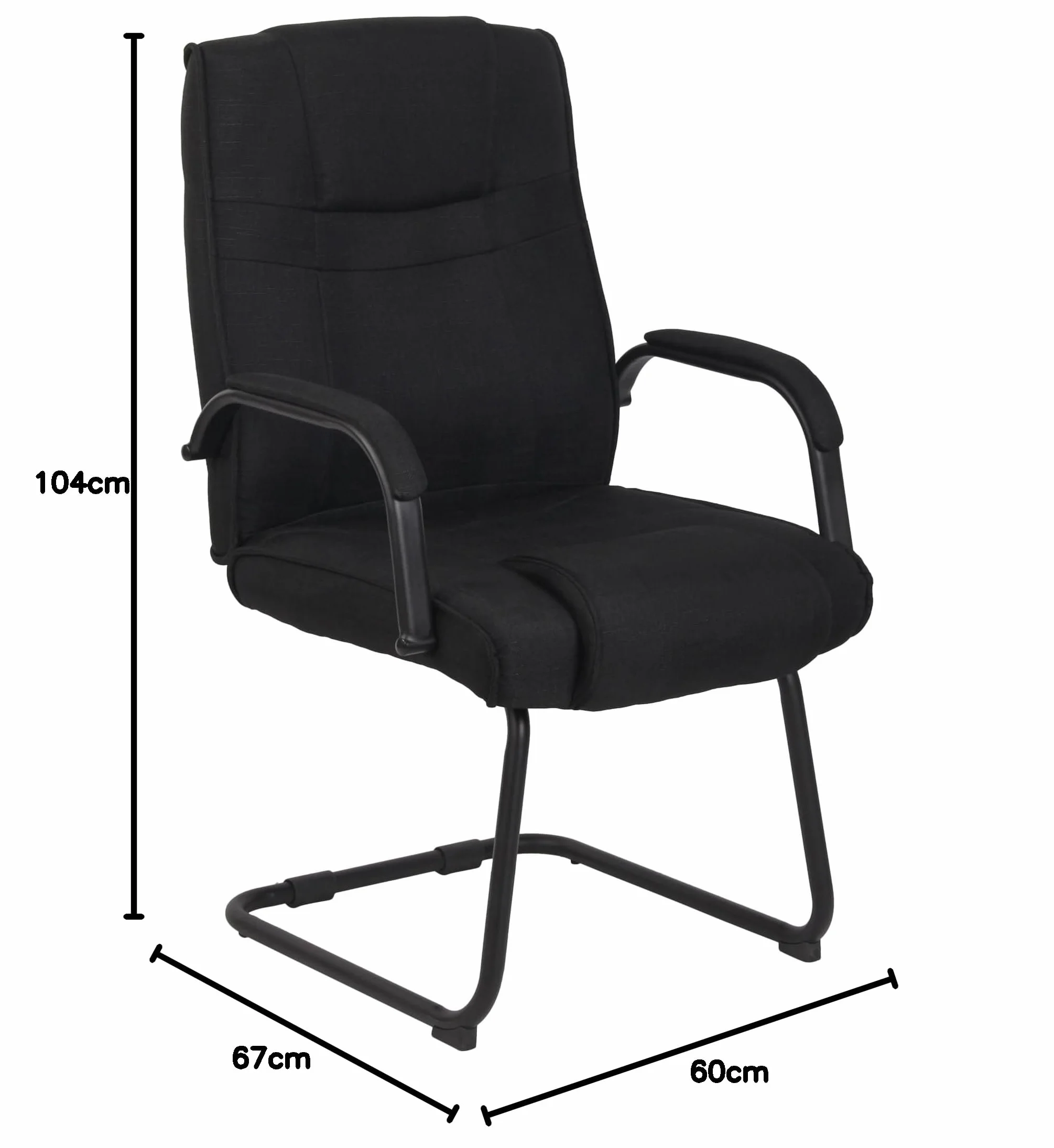 Silla Cantiléver Attila Tapizada en Tela con Base de Metal y Reposabrazos, Negro