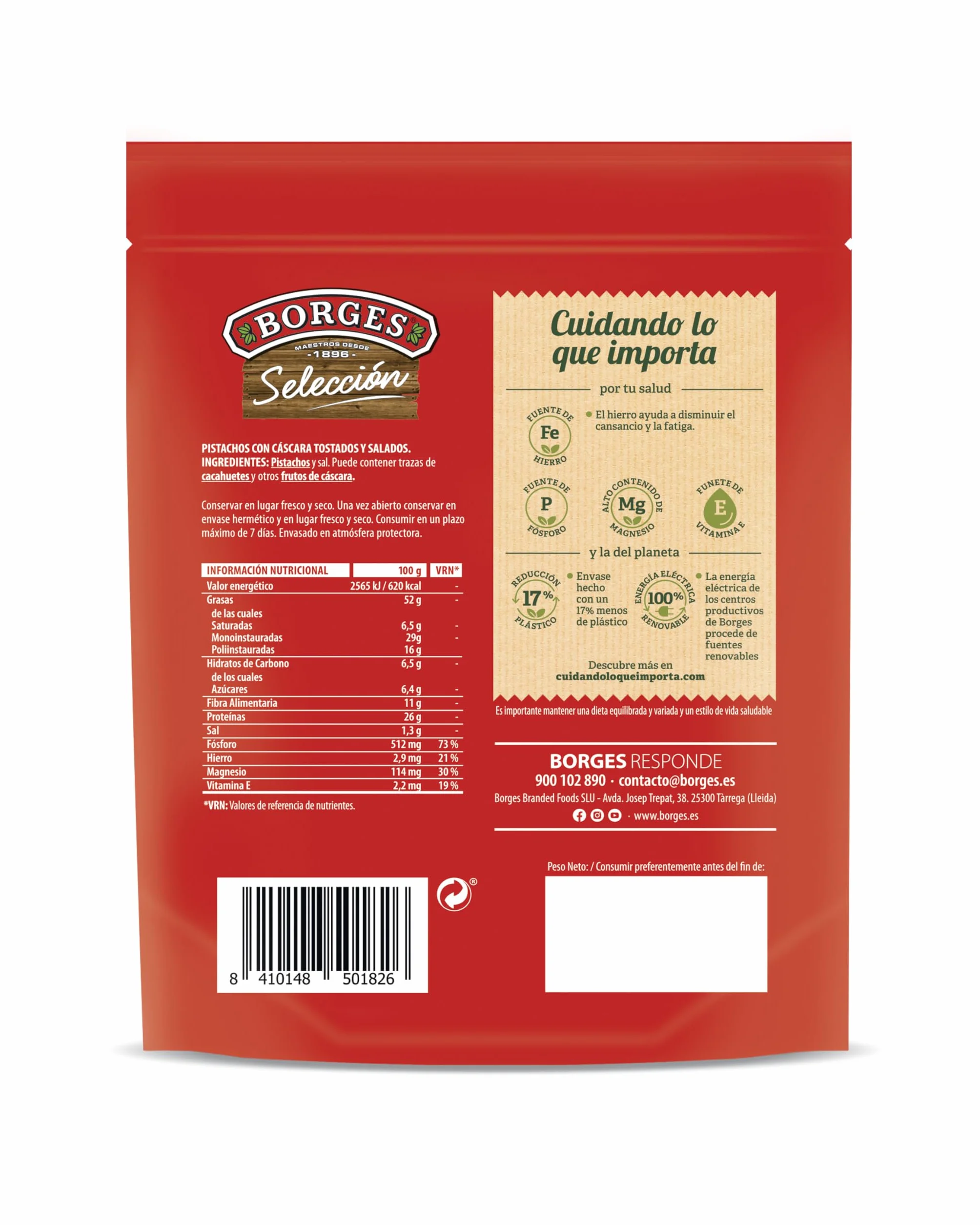 Borges Pistachos Tostados Al Punto de Sal 130g Sin Gluten
