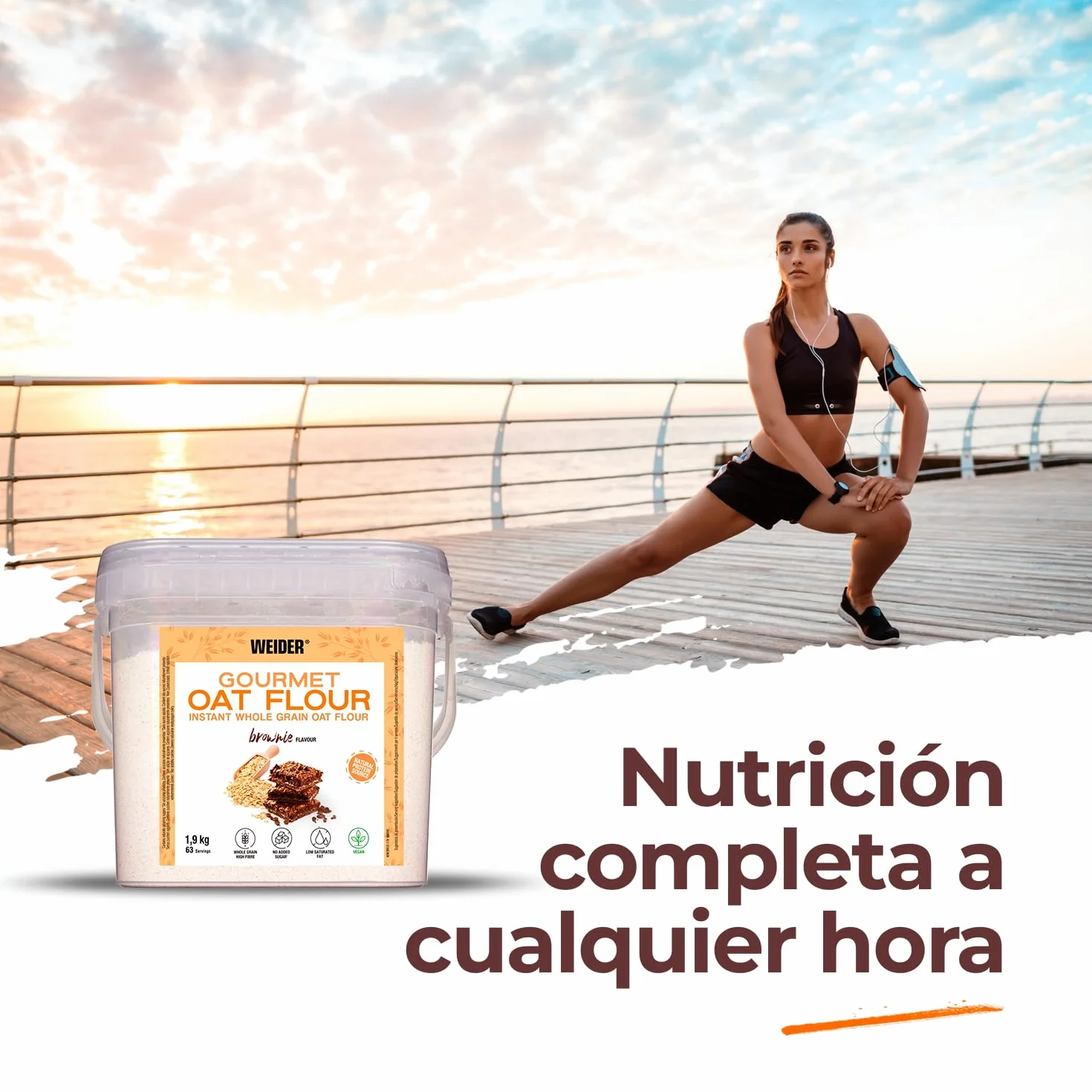 Weider Oat Gourmet Harina de Avena Integral Proteína Bajo Azúcar Sabor Brownie 1,9 kg