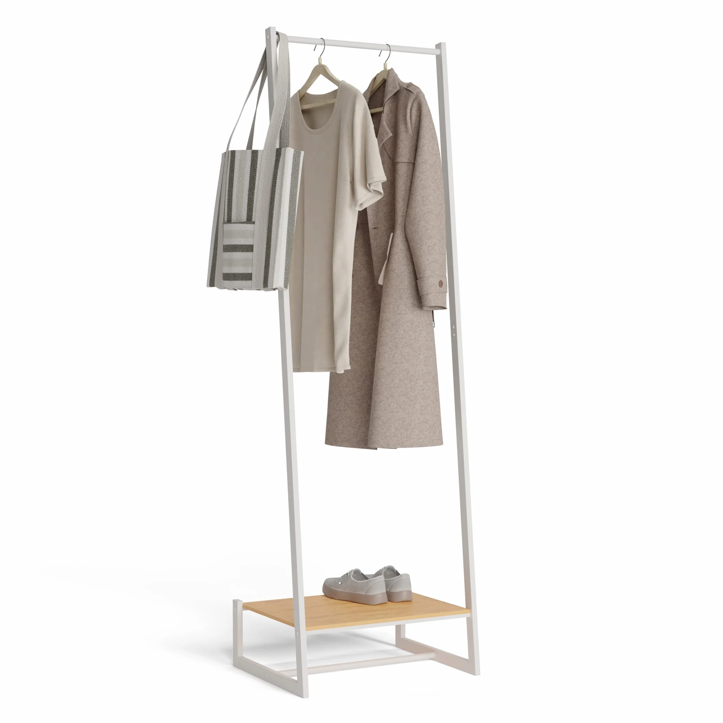 Burro Ropa Resistente Hasta 24kg Newlux Hangy One 20 Con Zapatero Metálico 50x40x160cm Blanco