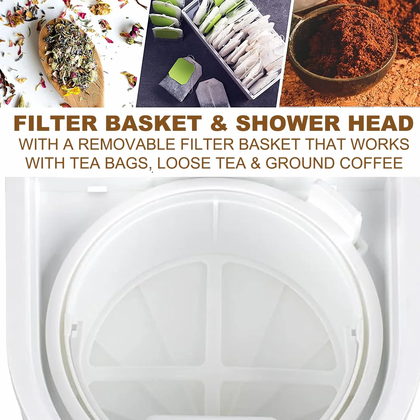 LITIFO - Máquina de té helado y cafetera helada con jarra de 2.5 cuartos de galón, selector de fuerza deslizante para personalización del sabor, acero inoxidable (blanco)