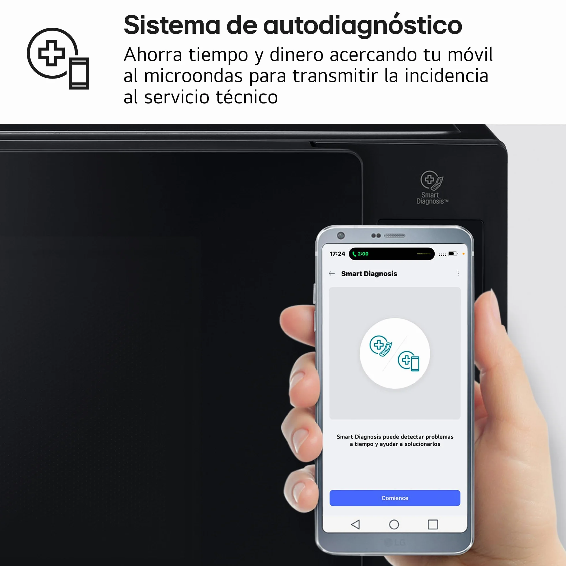 LG MH7235GPS - Microondas con Grill 2 en 1, 32L, Smart Inverter 1200 W, Panel Táctil y Giratorio, Cocina Rápida y Uniforme, Display LED, Easy Clan, Ahorro Energético, Negro