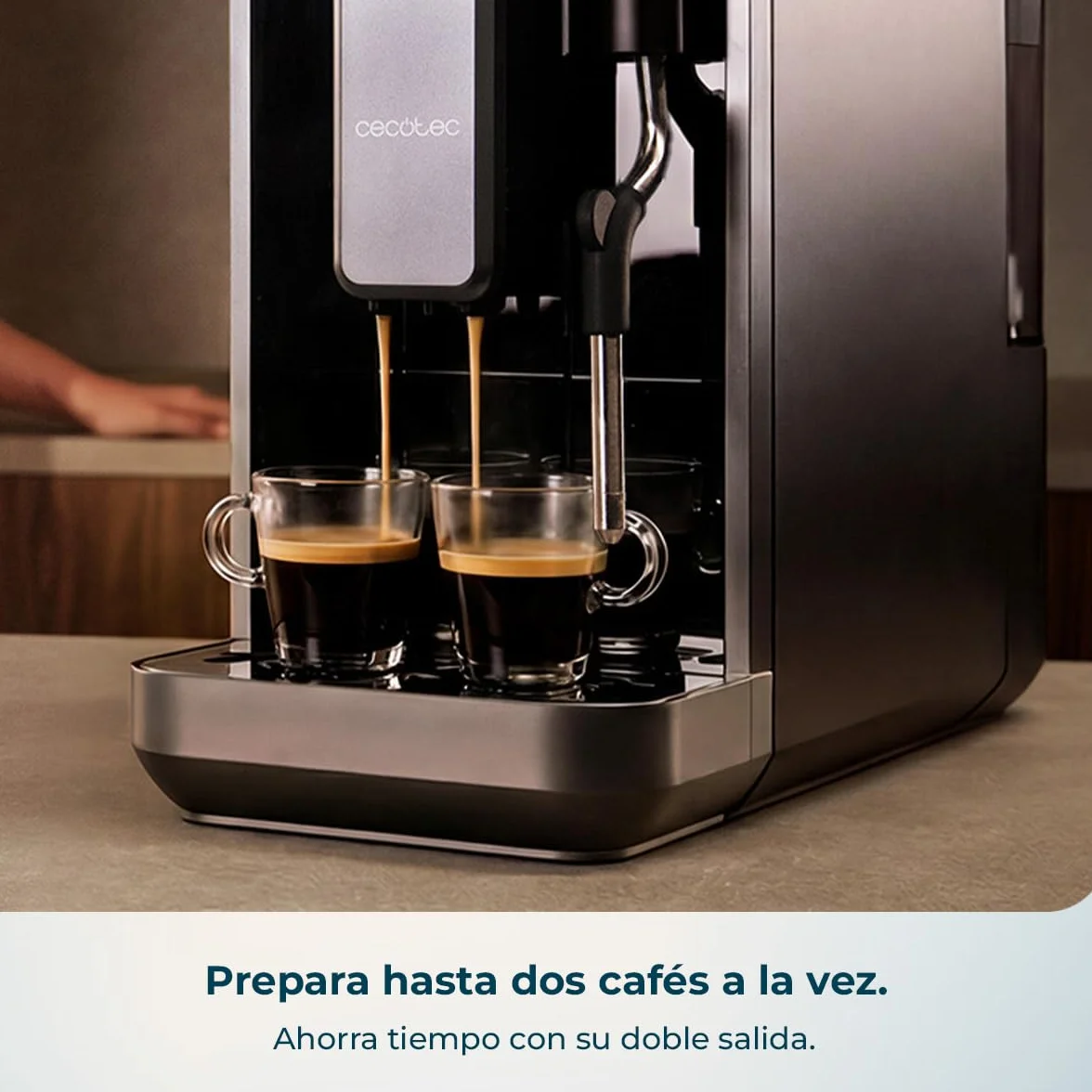 Cecotec Cafetera Superautomática con Vaporizador y Unidad de Procesado 20g Cremmaet Lungo Steam. 19Bares, Thermoblock, 5 Bebidas, 5 Niveles Molido, Descalcificación, Depósito 2L, Pantalla Táctil