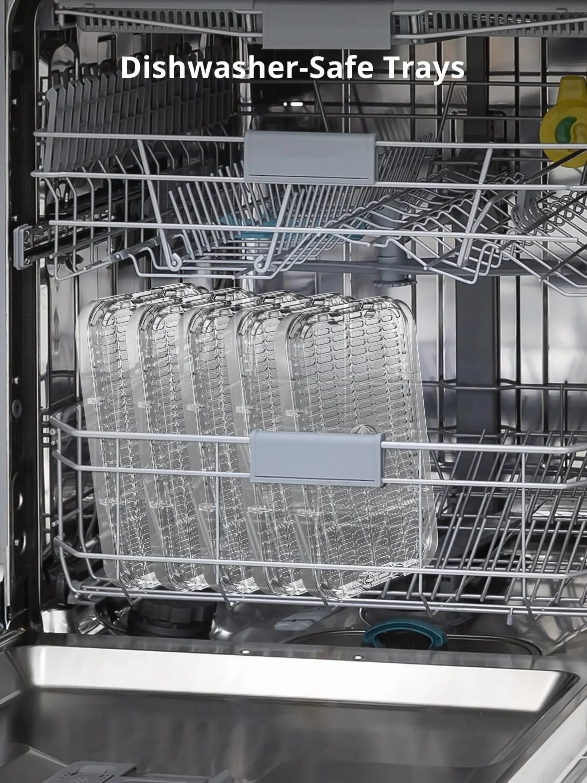 Deshidratador de Alimentos 5 Bandejas, Temperatura 35-70°C, Temporizador 72h, Libre de BPA