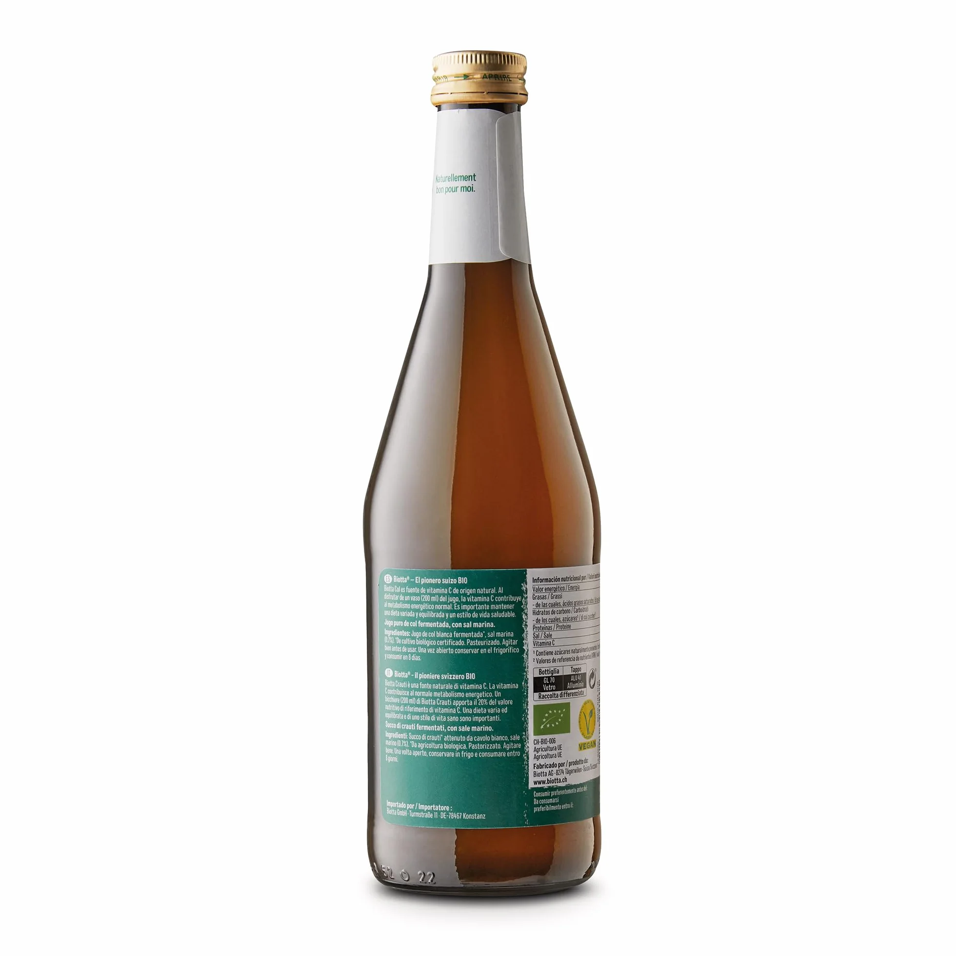 Biotta Jugo de Col Fermentada 100% Bio Rico en Vitamina C 500 ml