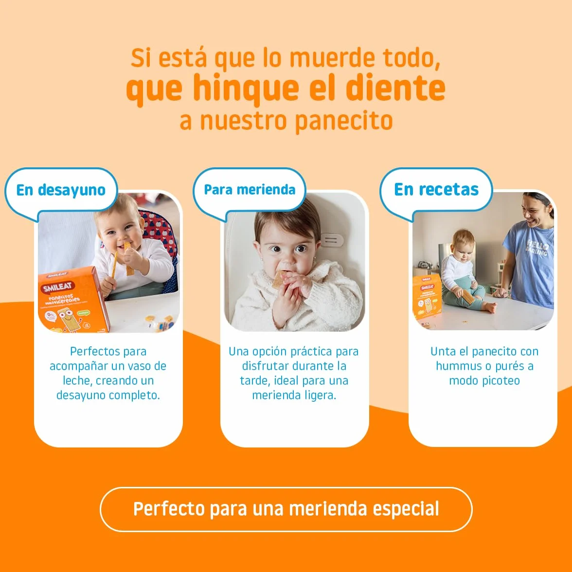 Smileat Panecitos Multicereales Snack 8 Meses Sin Gluten Sin Azúcar Añadido 60g