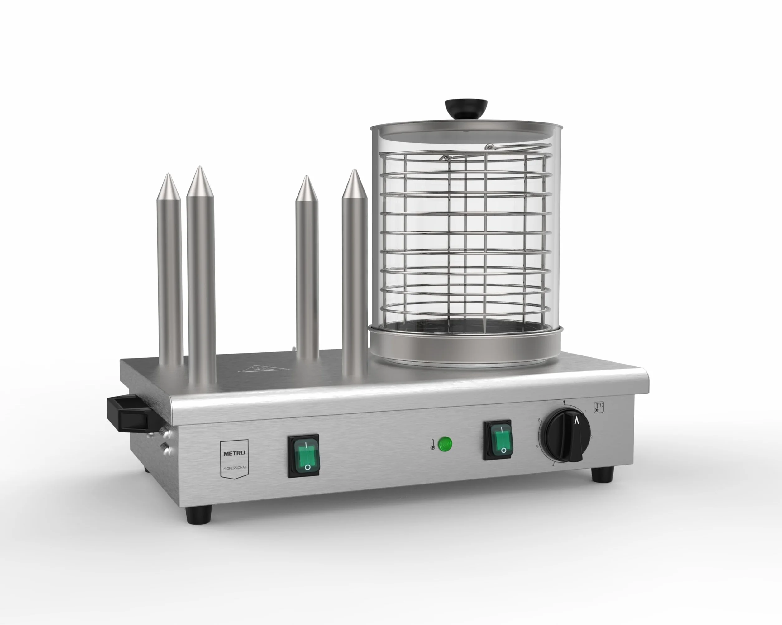 METRO Professional Hot Dog Maker GHM2001 - Pan de acero inoxidable (rango de temperatura de hasta 100 °C, 550 W), color plateado
