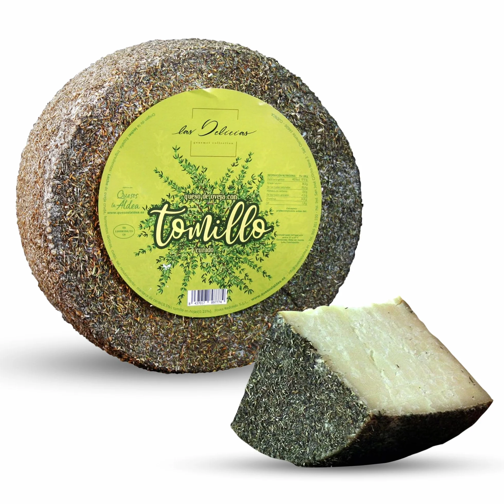 QUESOS LA ALDEA Queso Artesano de Oveja Curado con Tomillo 1kg Gourmet