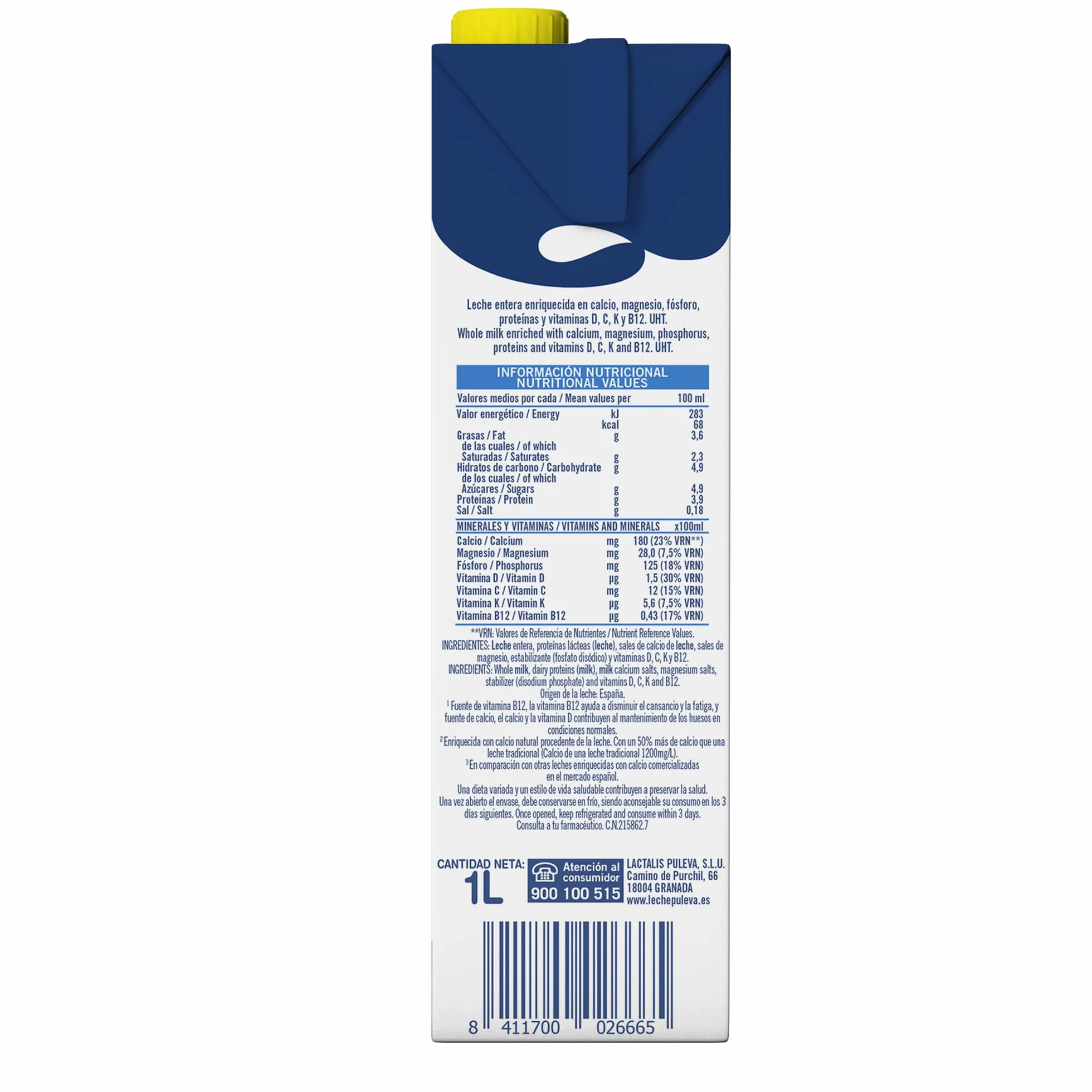 Puleva Calcio Leche Entera Pack 6 x 1Lt