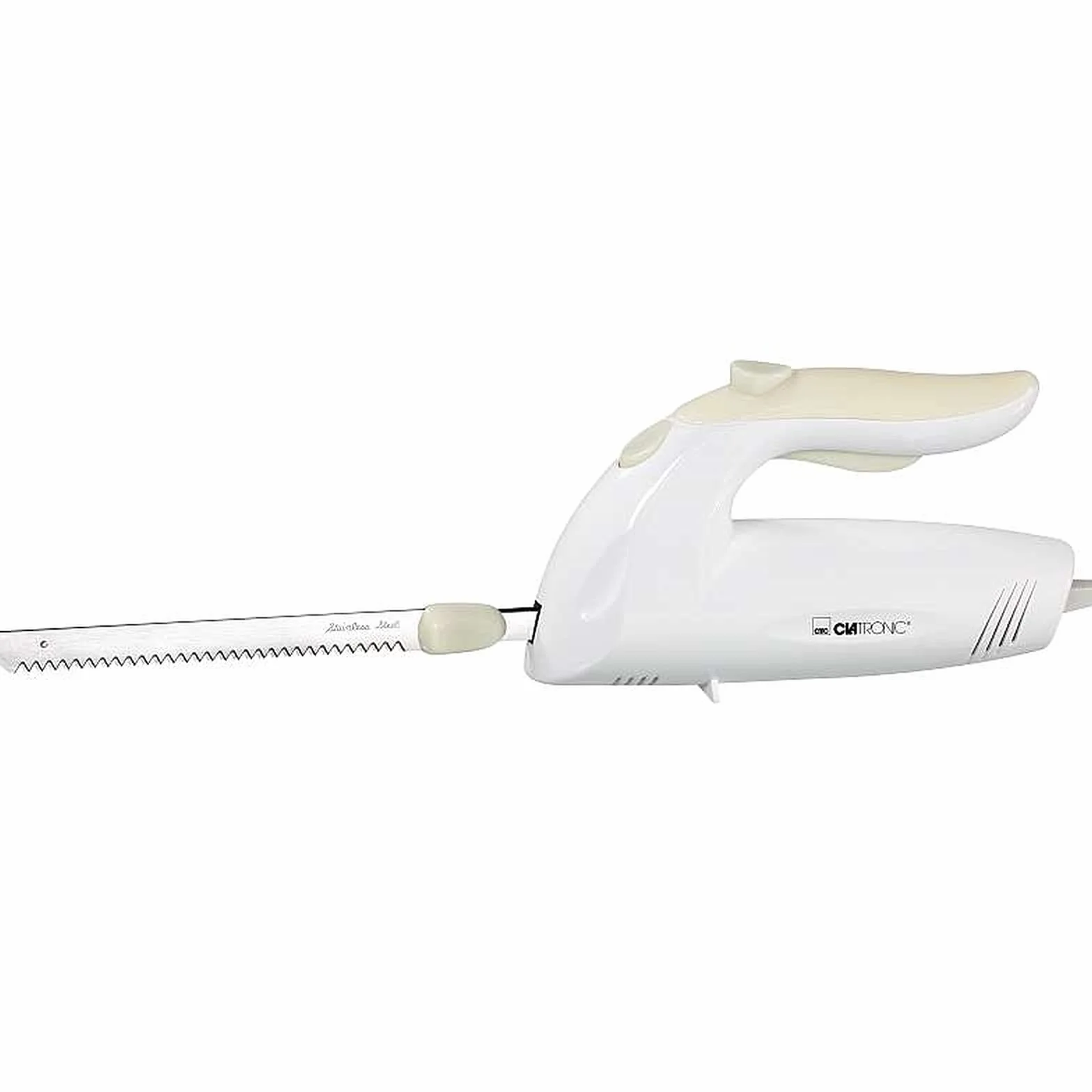 Navaja eléctrica (180 W, con doble hoja de acero inoxidable dentado), color blanco