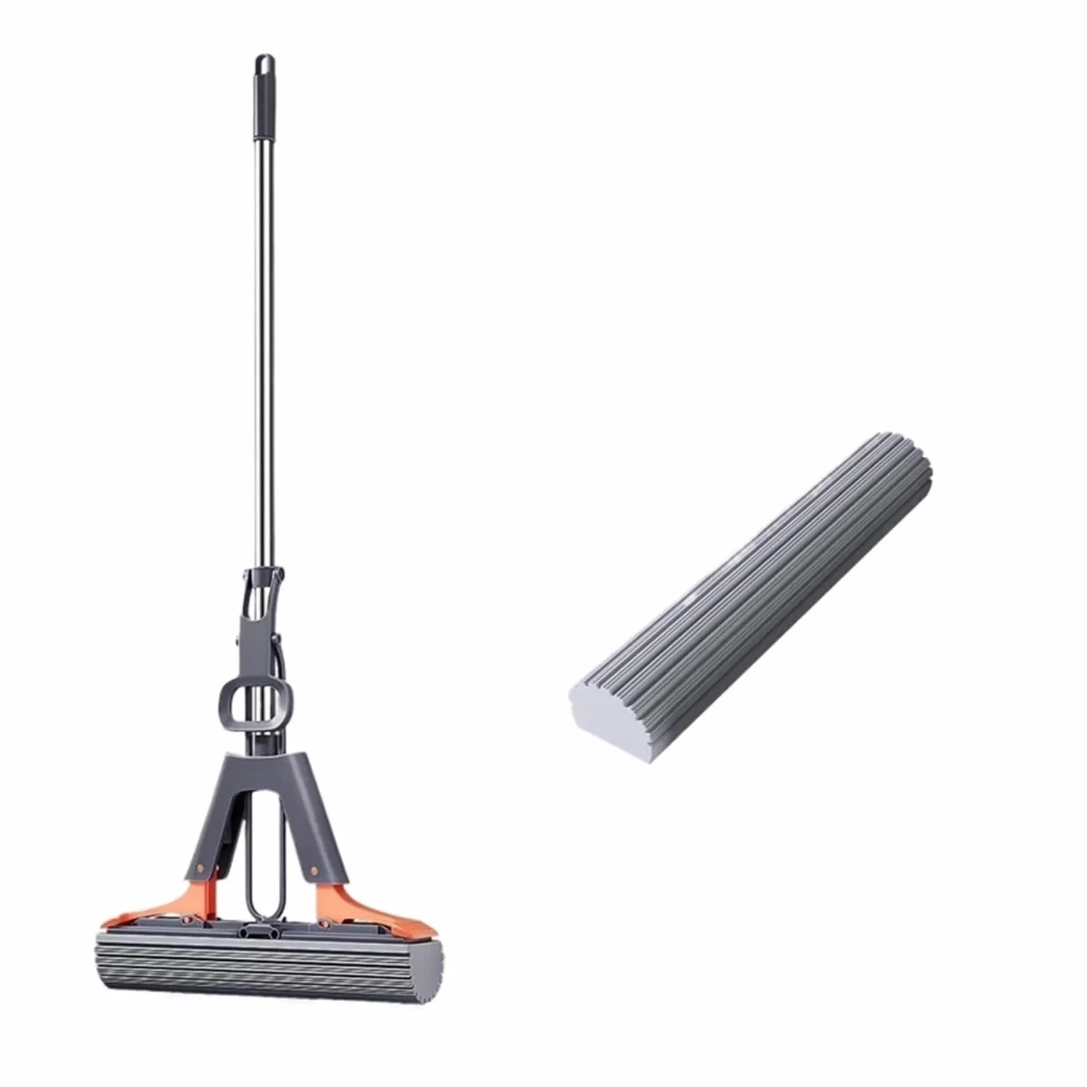 Reemplazo de Cabezal algodón exprimible Lavable a Mano Plegable con trapeador colodión(1 mop -2 sponges)