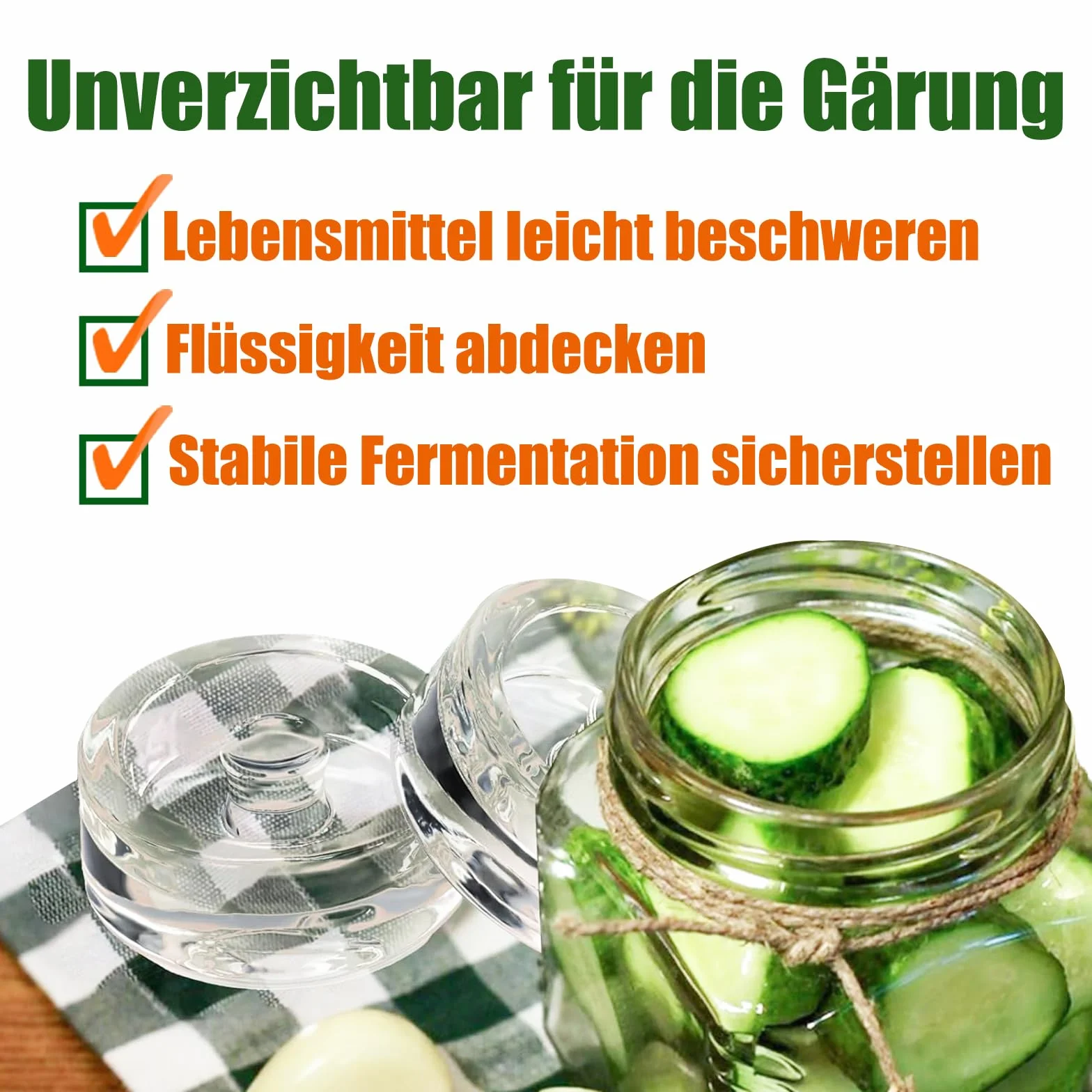 Pesos de Fermentación, 4 Piezas de Piedra de Peso, Pesas para Tarros de Conserva de Pepino, Pesas de Vidrio para Fermentación Ø 7cm,Pesas de para Fermentar Verduras en Salmuera