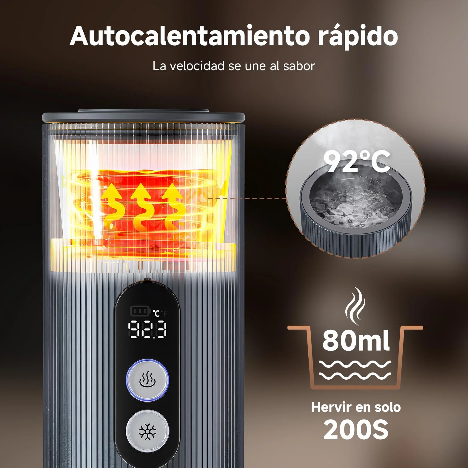 AMZCHEF Cafetera Portatil – 20 Bares, USB-C, Pantalla Digital,Compatible con Cápsulas – Cafetera Portátil Cápsula de Espresso para Viajes, Camping y Oficina,Aluminio
