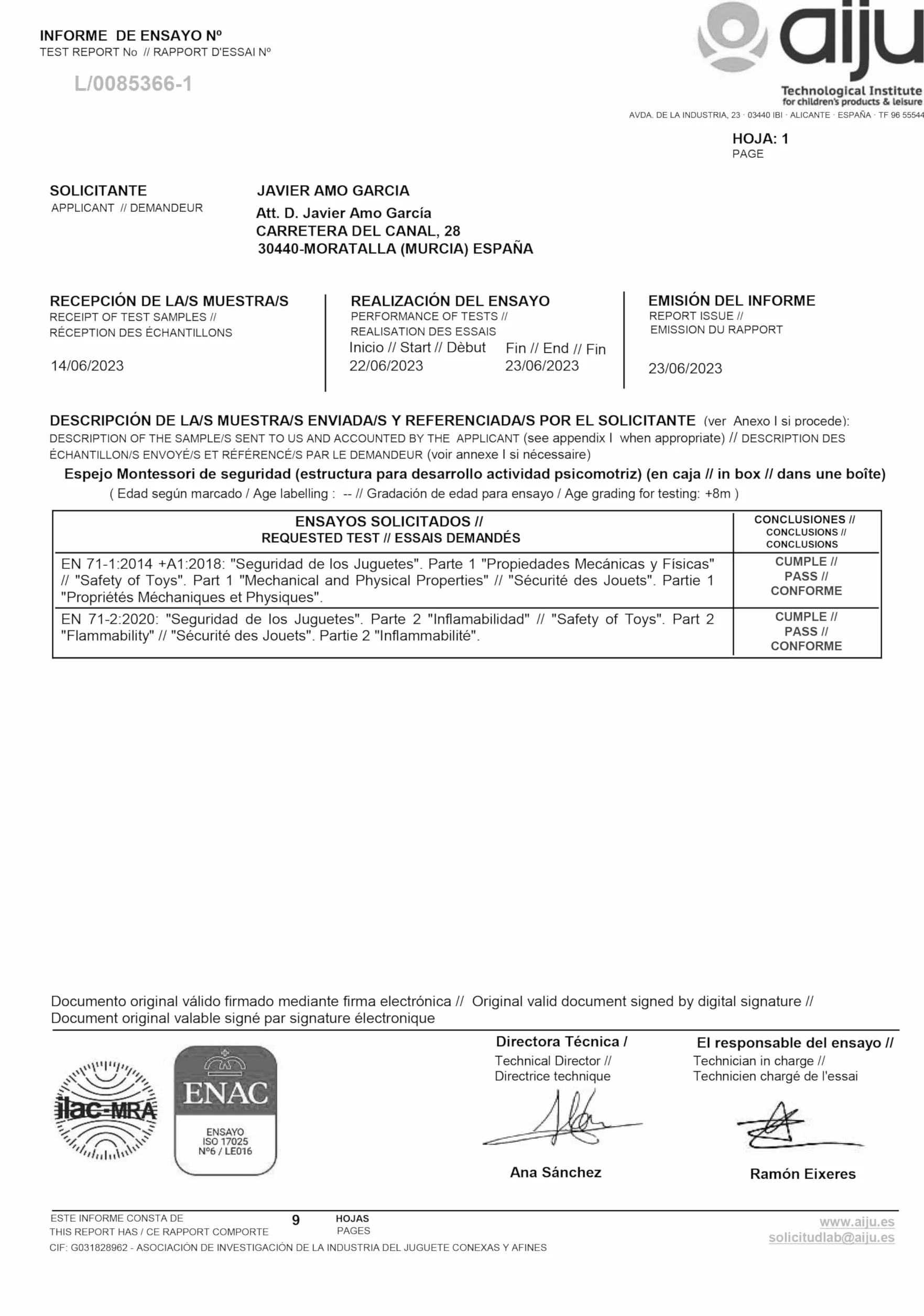 Espejo Montessori de Seguridad con Barra Ajustable Acabado Barniz – Certificado CE – Bebés +8 Meses –Muebles Montessori - Espejo irrompible Bebe - Seguridad Infantil - Desarrollo Motor