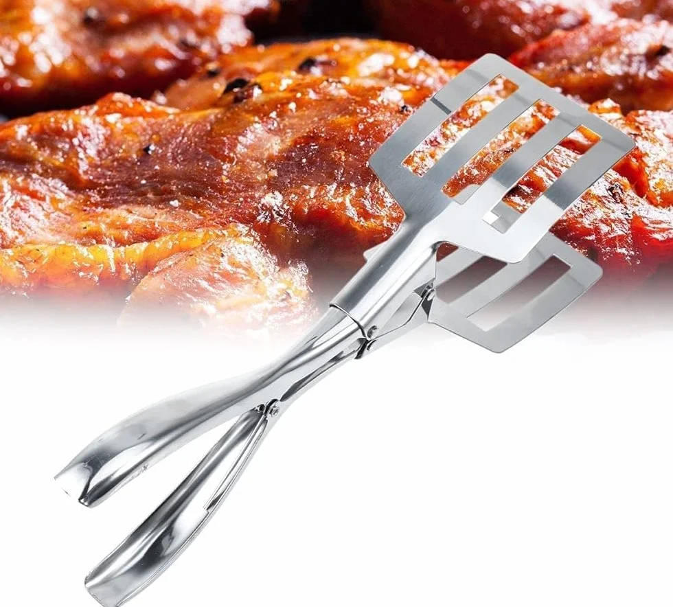 Pinzas de cocina, Pinzas grandes de acero inoxidable for cocinar, 1 pieza, multifunción, for pan, for servir comida en la cocina, for barbacoa