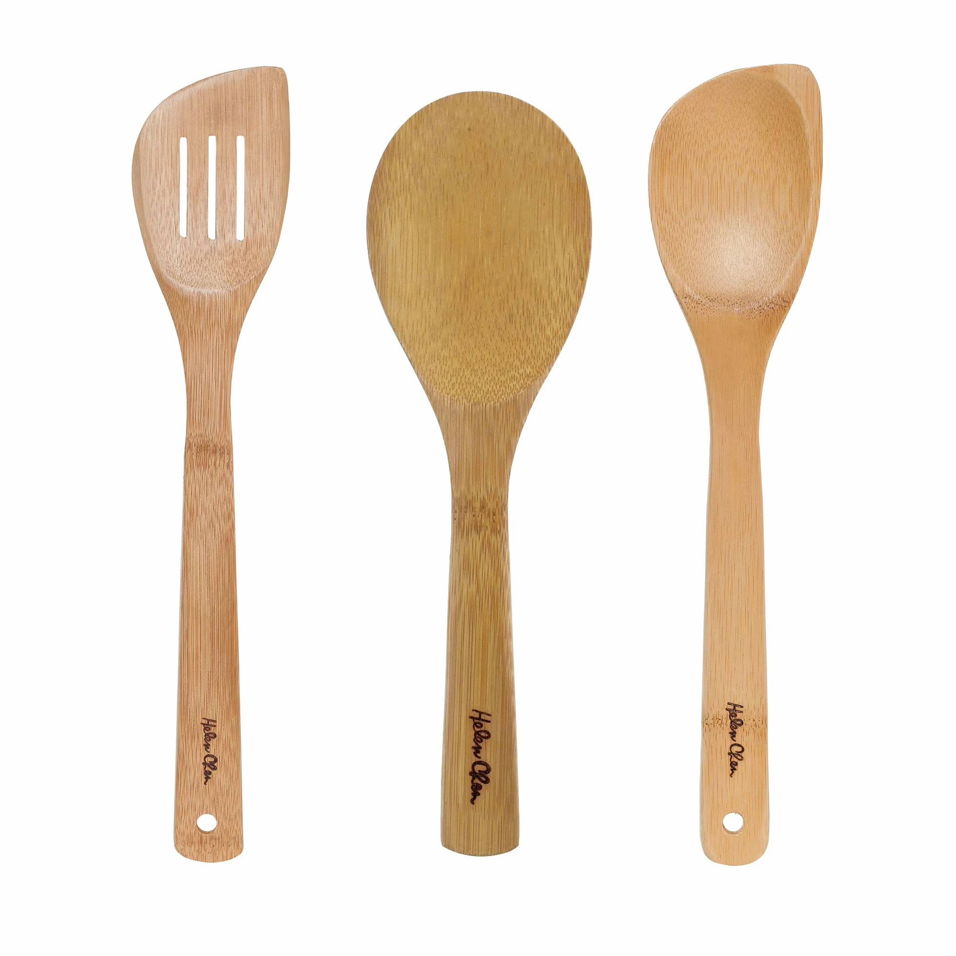 Helen's Asian Kitchen 97145 Utensilios de cocina de bambú y herramientas para freír, juego de 3 piezas, talla única, varios colores